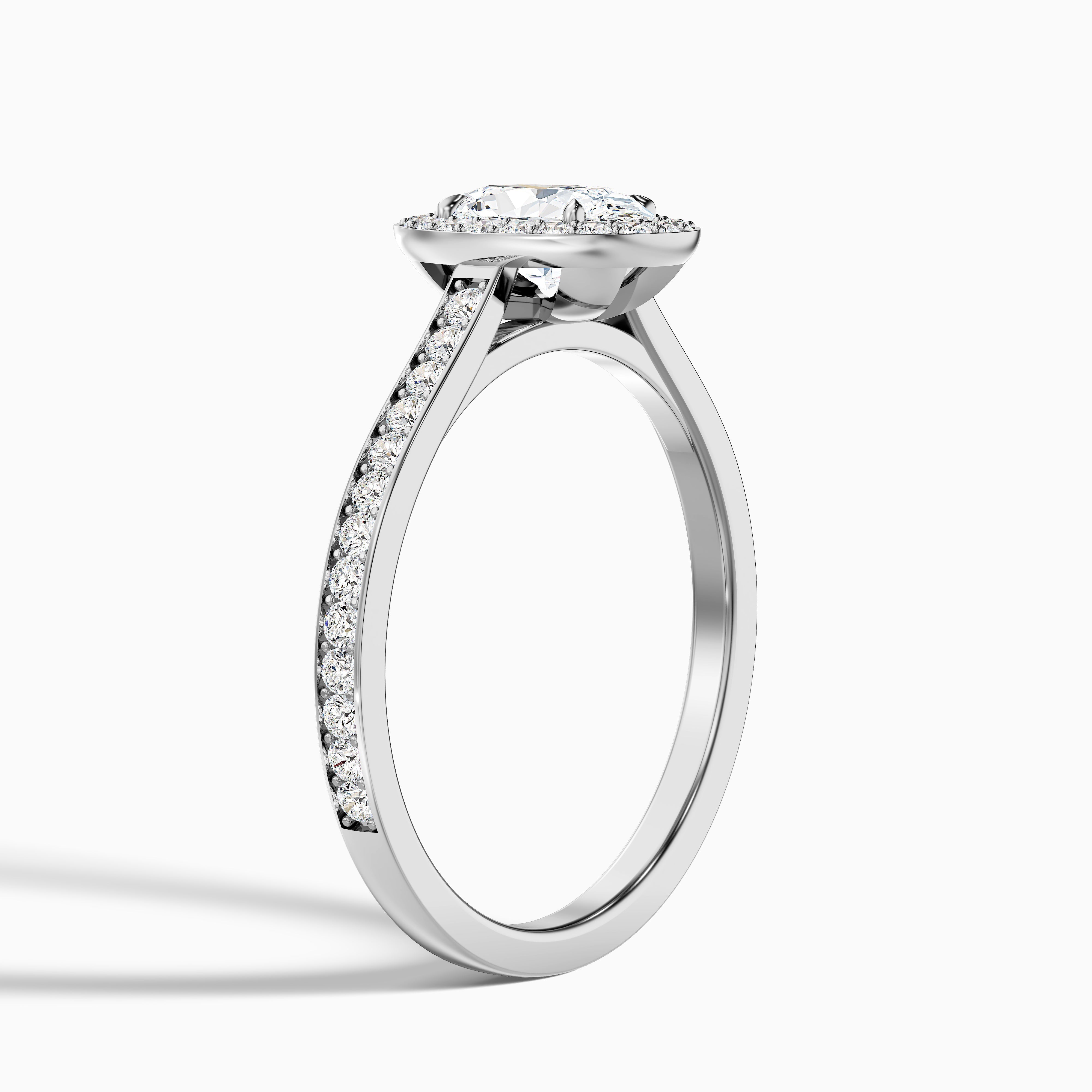 Erin 4 Carat Oval Halo Pave Lab Grown Engagement Ring in 14k Yellow Gold