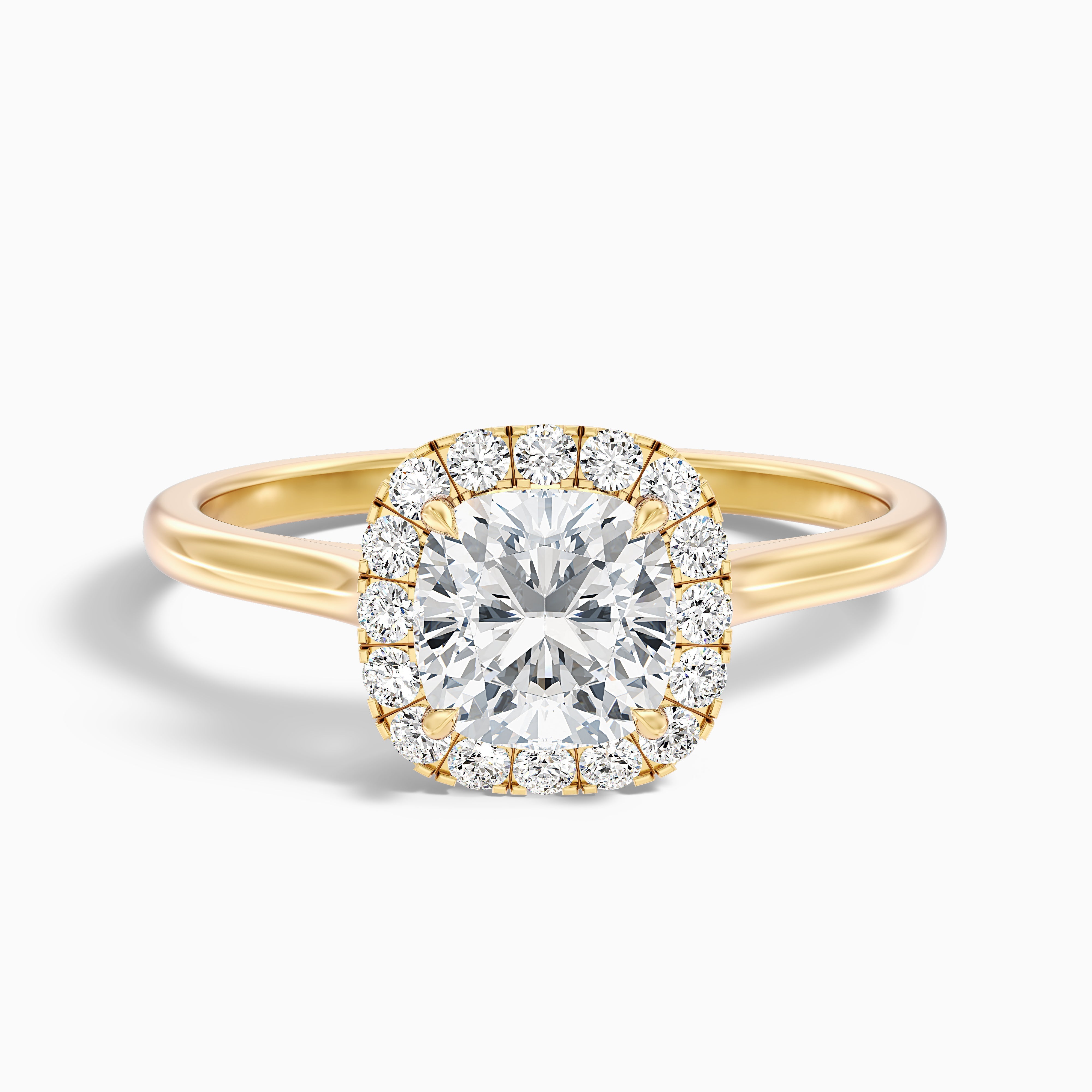 Jeri 4.5 Carat Cushion Cut Halo Lab Grown Engagement Ring in 10k White Gold