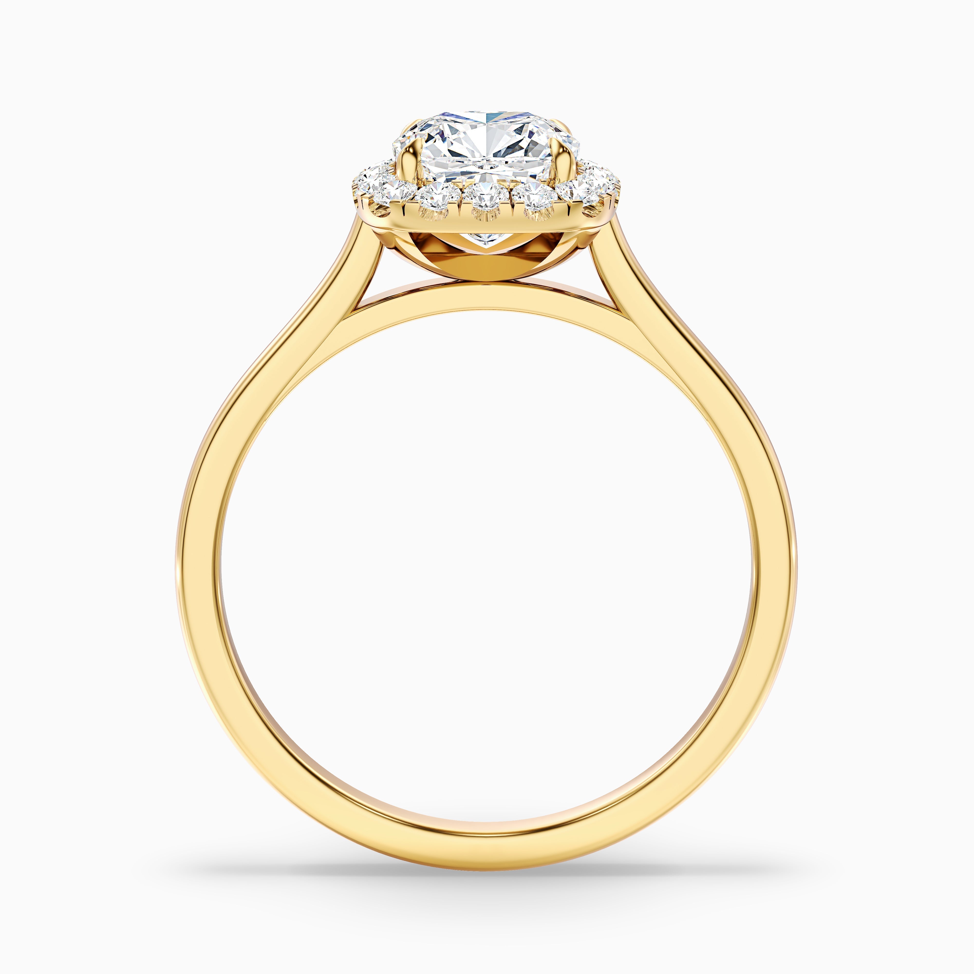 Dina 4.5 Carat Cushion Cut Halo Moissanite Diamond Ring in 18k White Gold