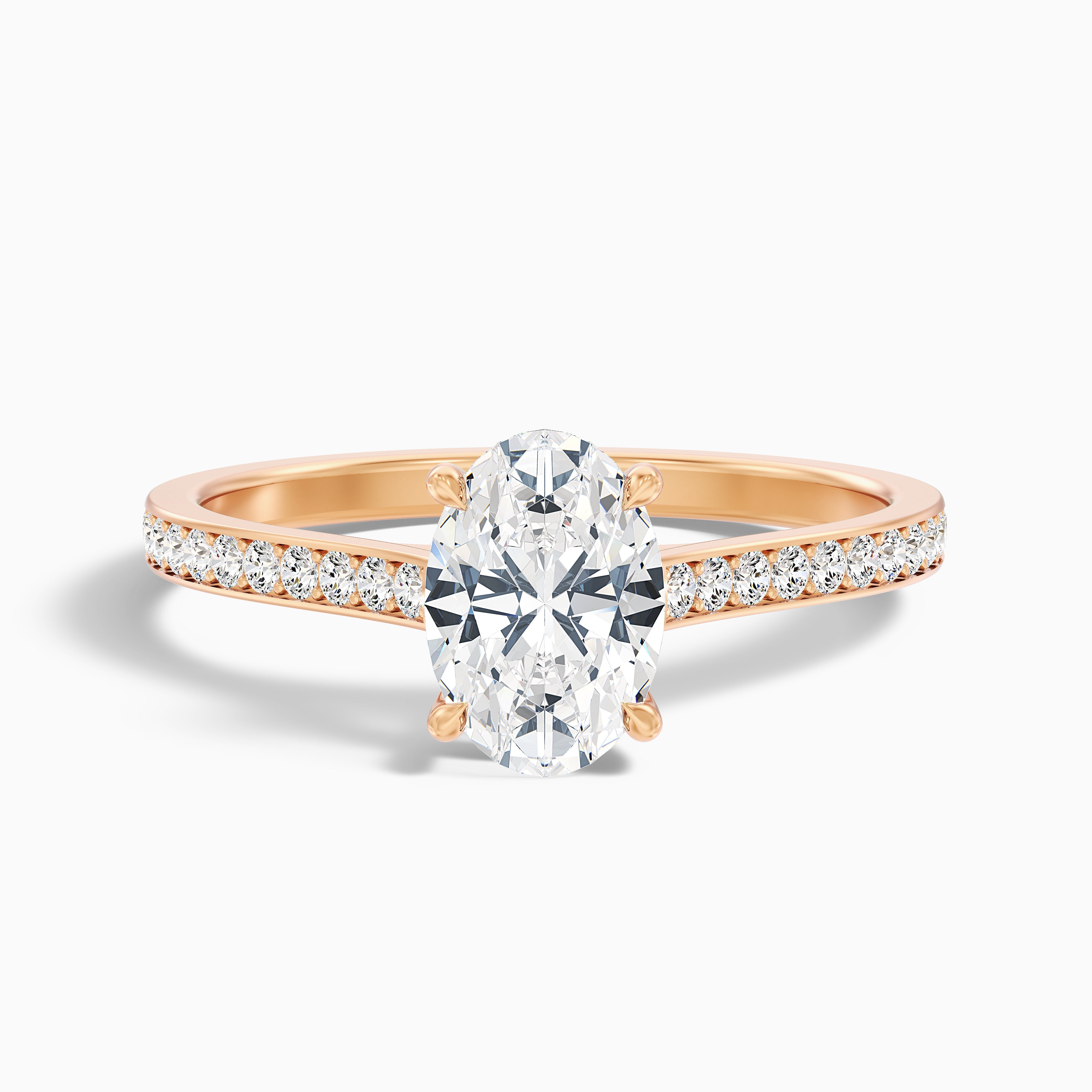 Jessy 3 Carat Oval Cut Side Stone Pave Lab Grown Engagement Ring in Platinum
