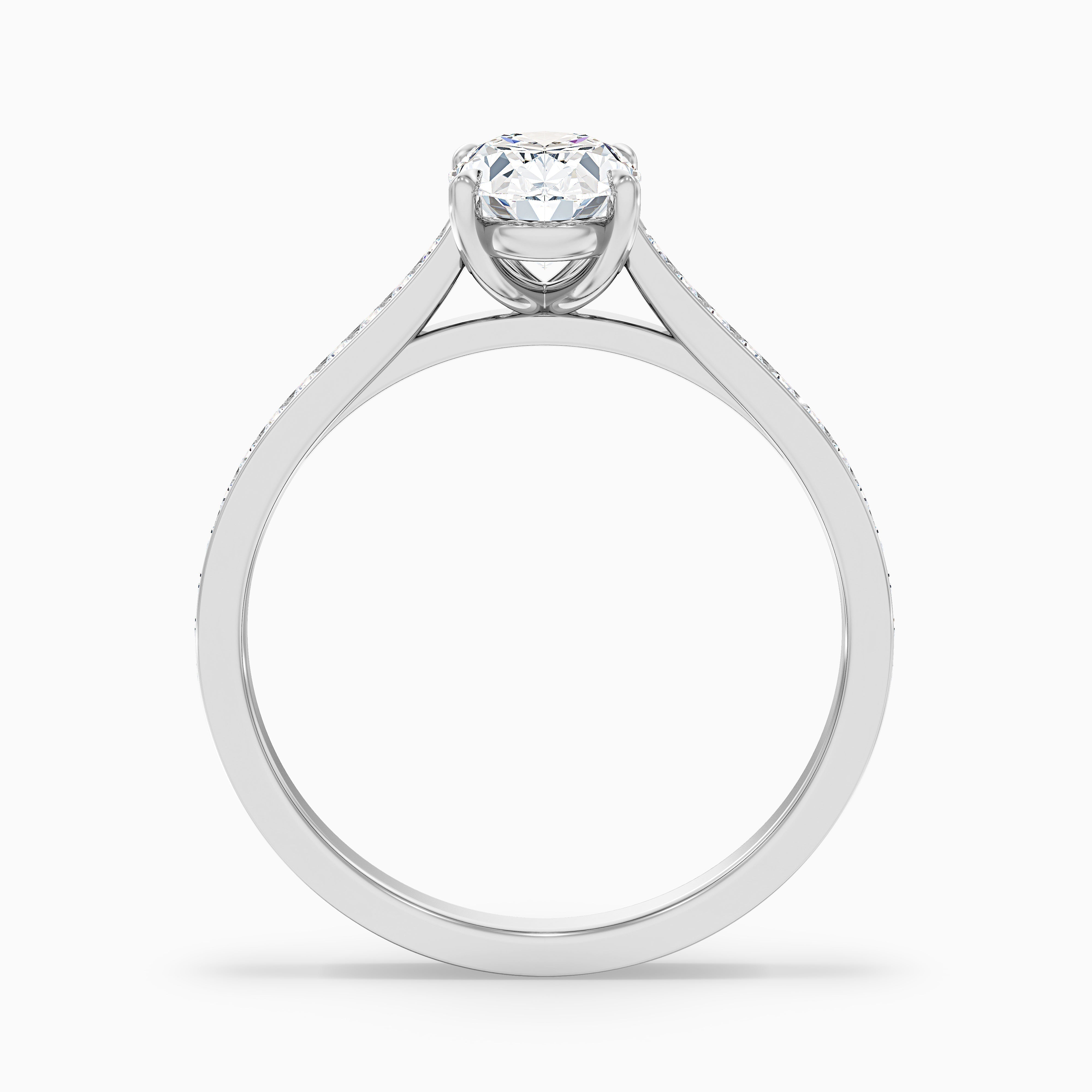 Dallas 5 Carat Oval Cut Side Stone Pave Moissanite Diamond Ring in 14k White Gold