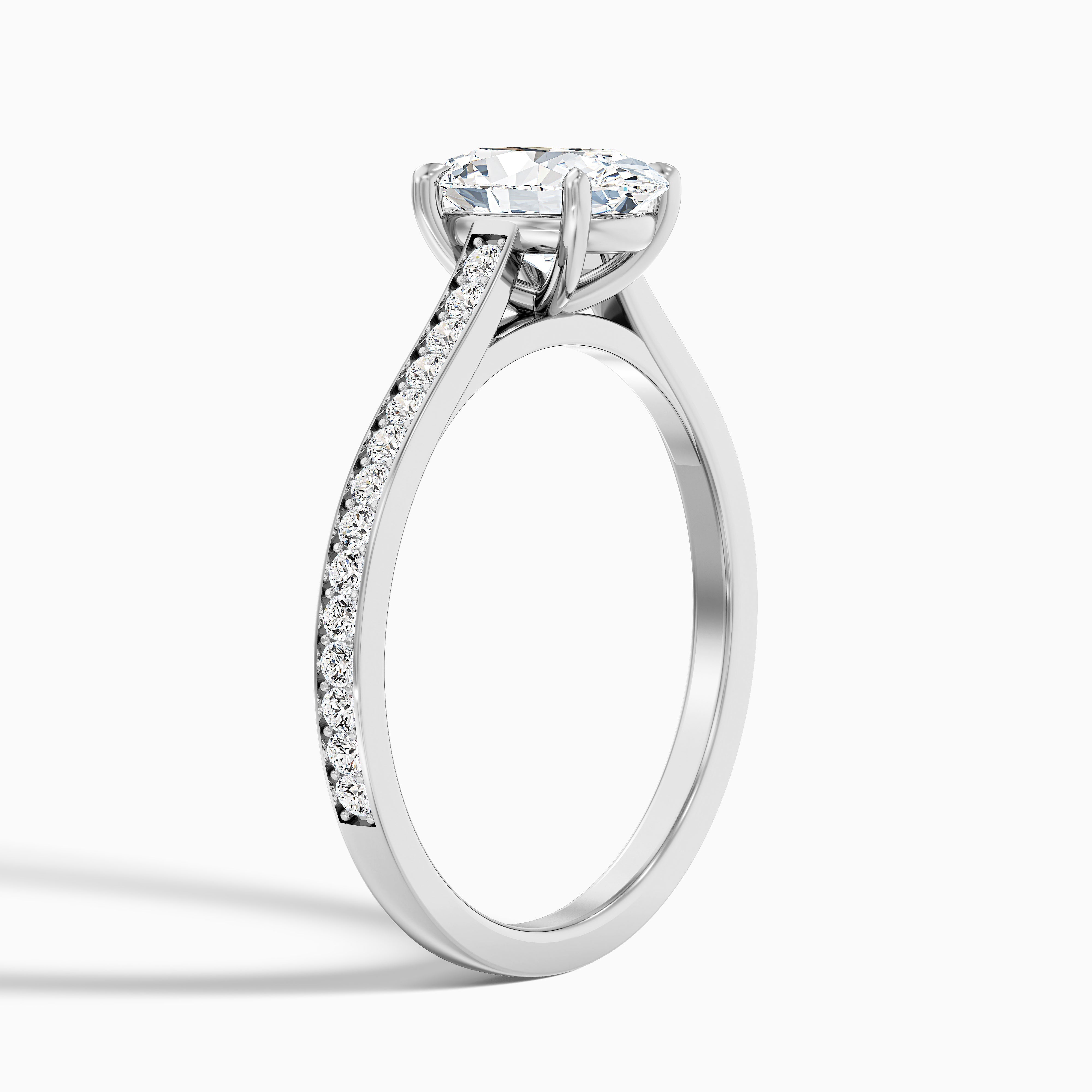 Dallas 4.5 Carat Oval Cut Side Stone Pave Moissanite Diamond Ring in Platinum