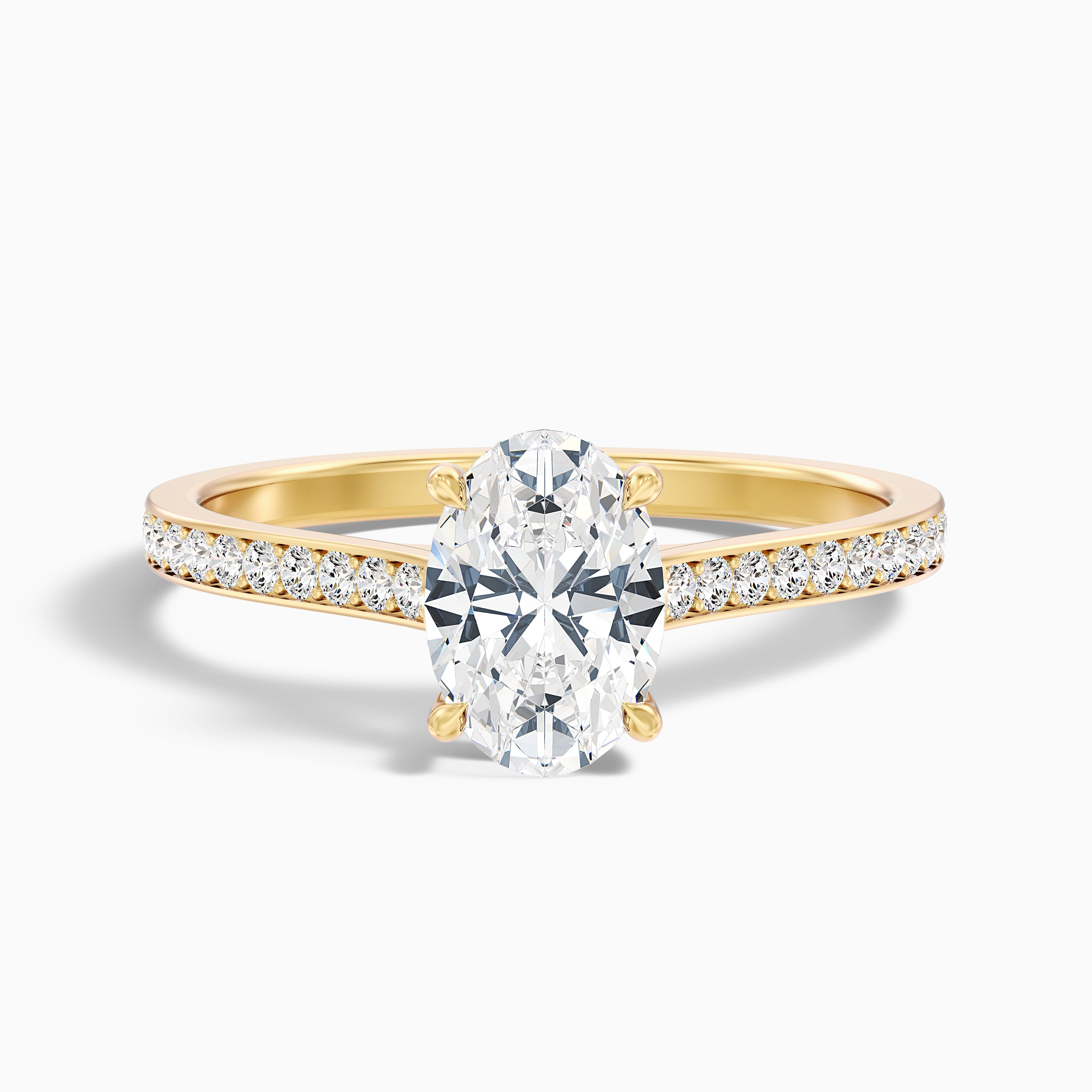 Jessy 3 Carat Oval Cut Side Stone Pave Lab Grown Engagement Ring in Platinum