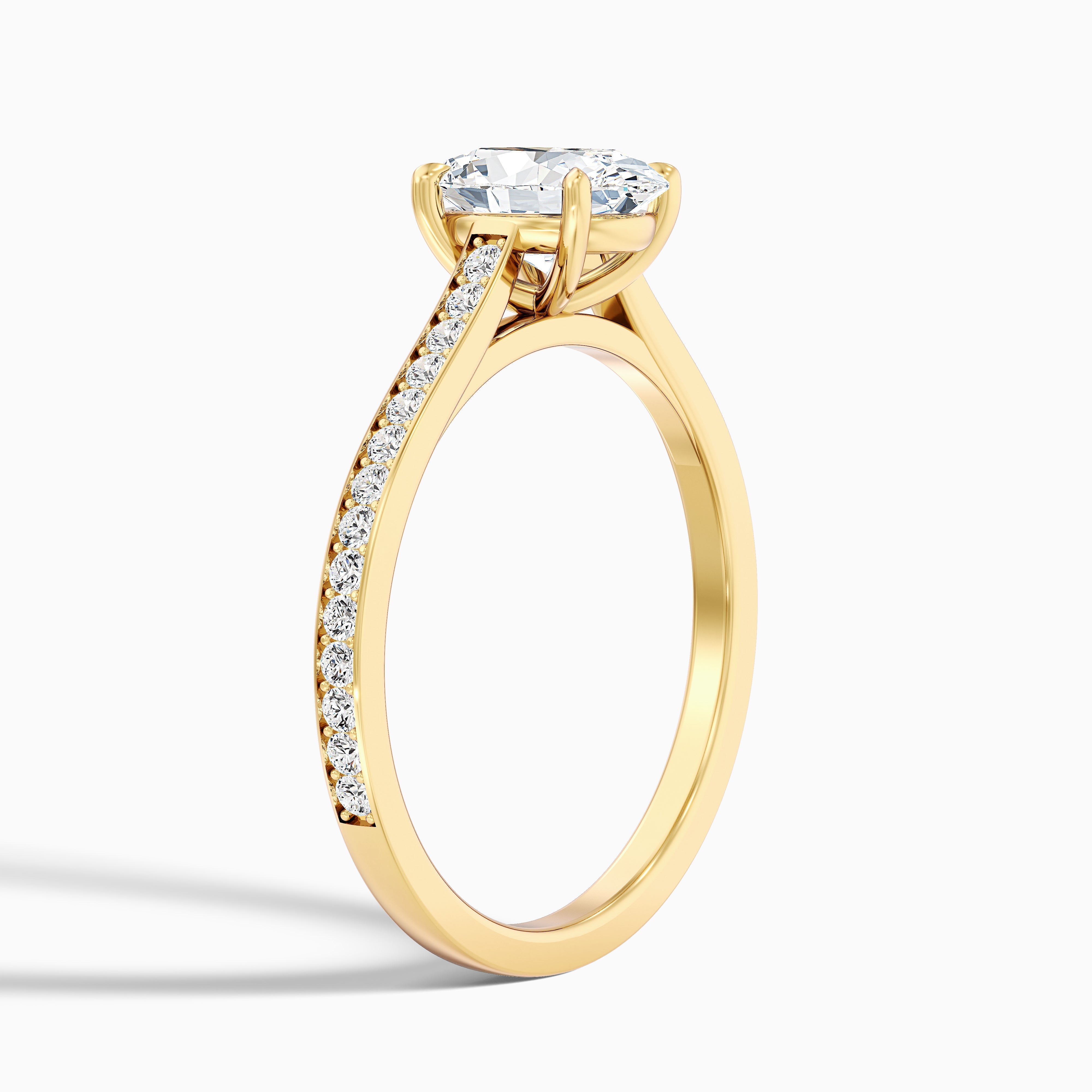 Jessy 2.5 Carat Oval Cut Side Stone Pave Lab Grown Engagement Ring in 14k Rose Gold