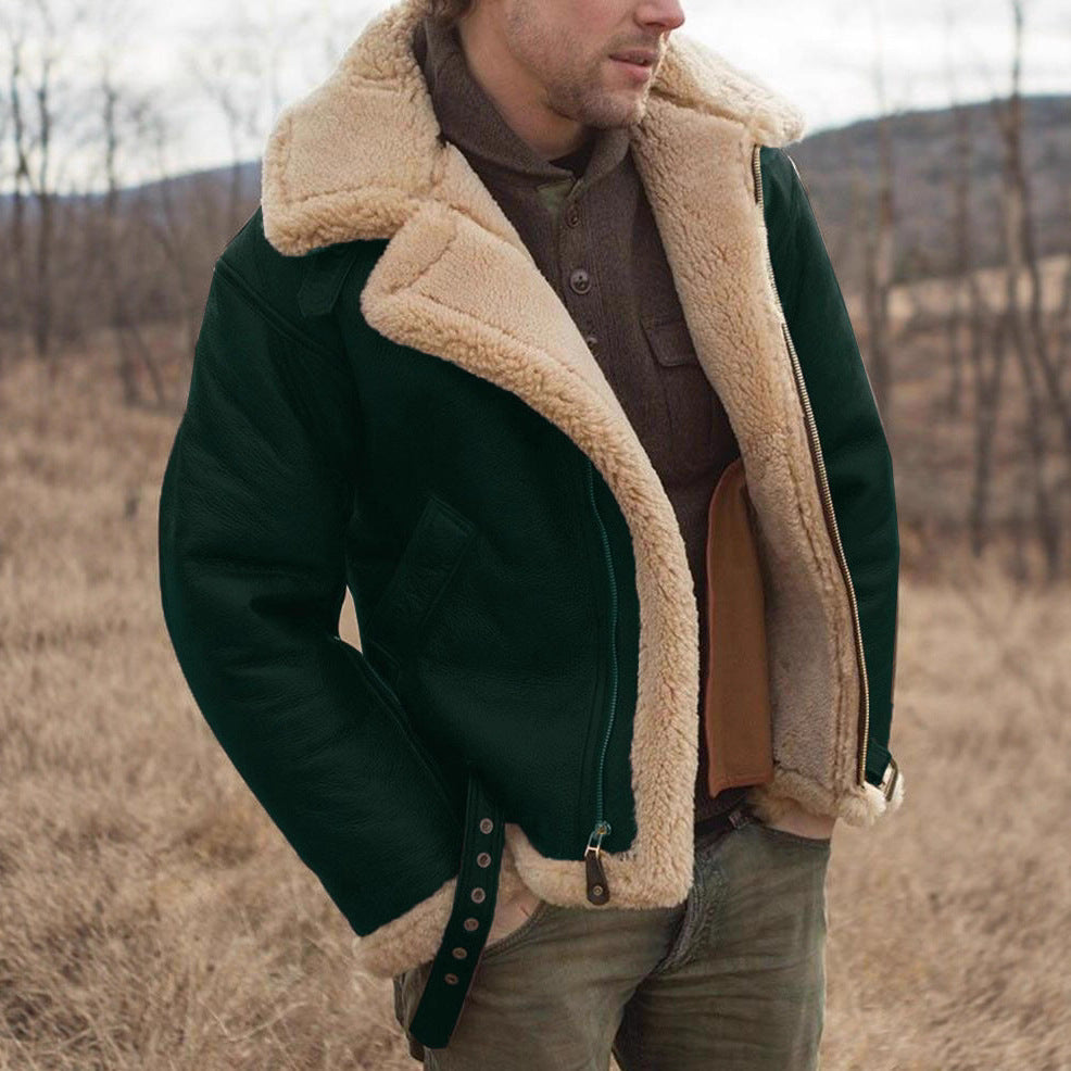 Thickened Leather-and-fur Mens Casual Jacket