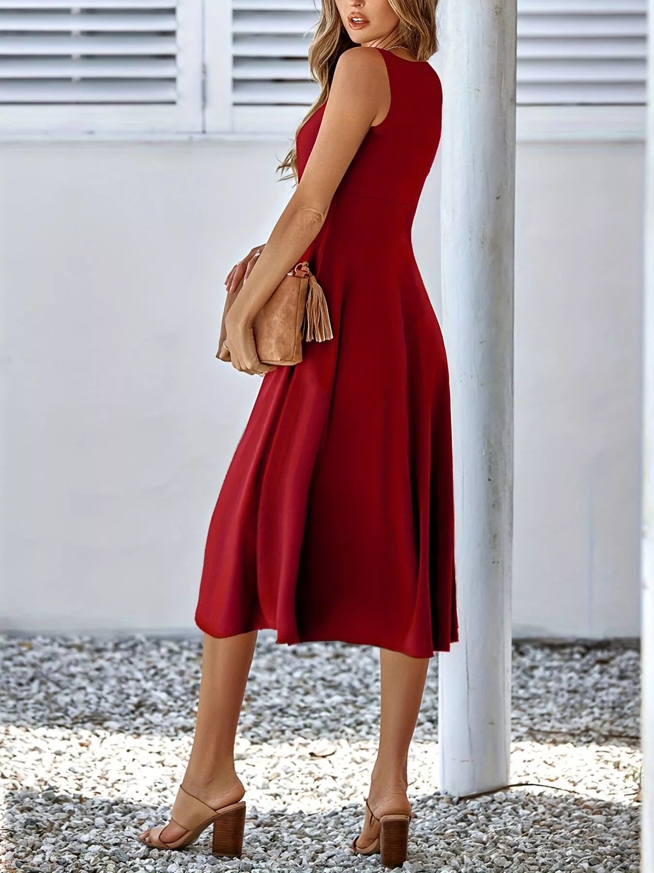 Sleeveless A-Line Midi Dress