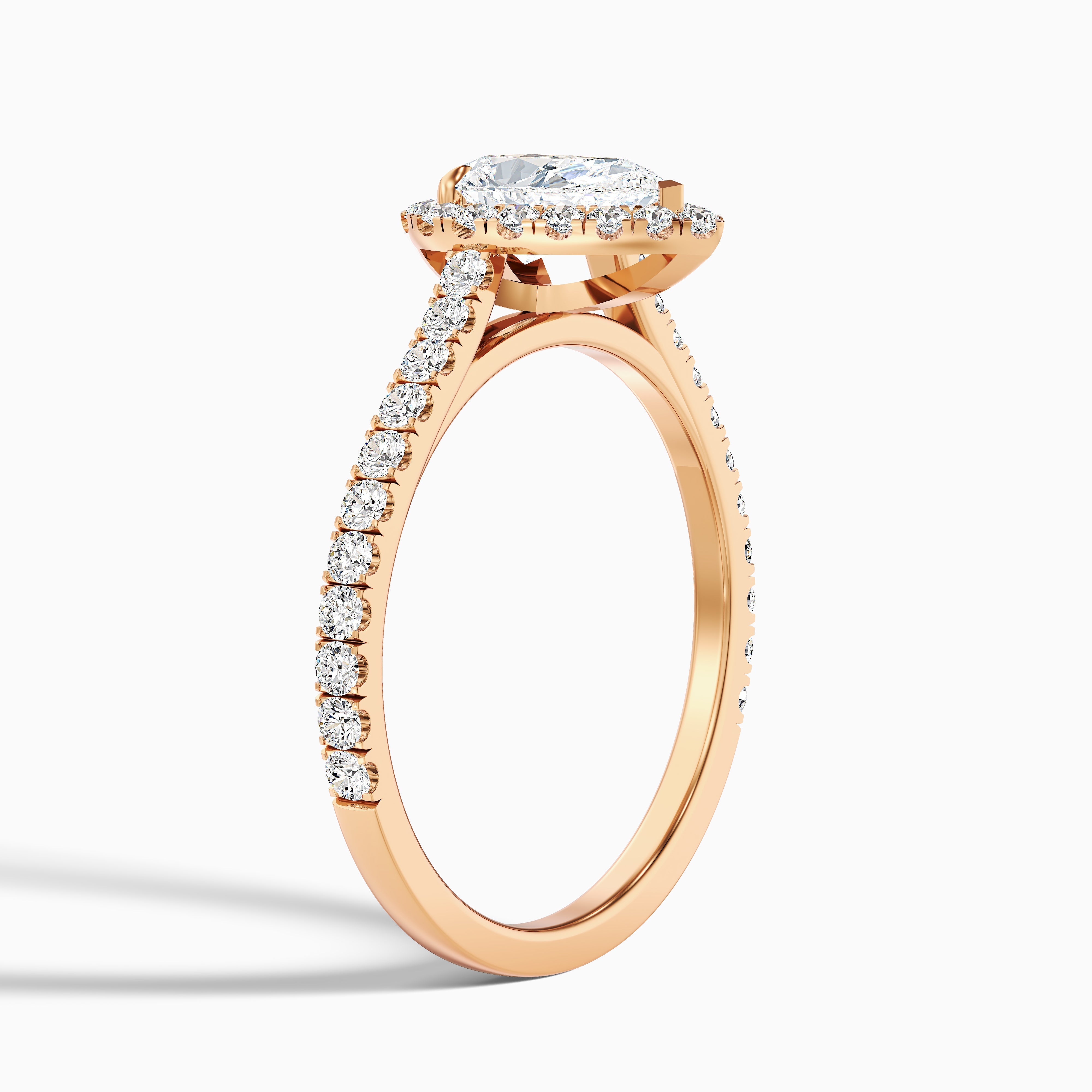 Cindy 4.5 Carat Pear Shaped Halo Moissanite Diamond Ring in 14k White Gold