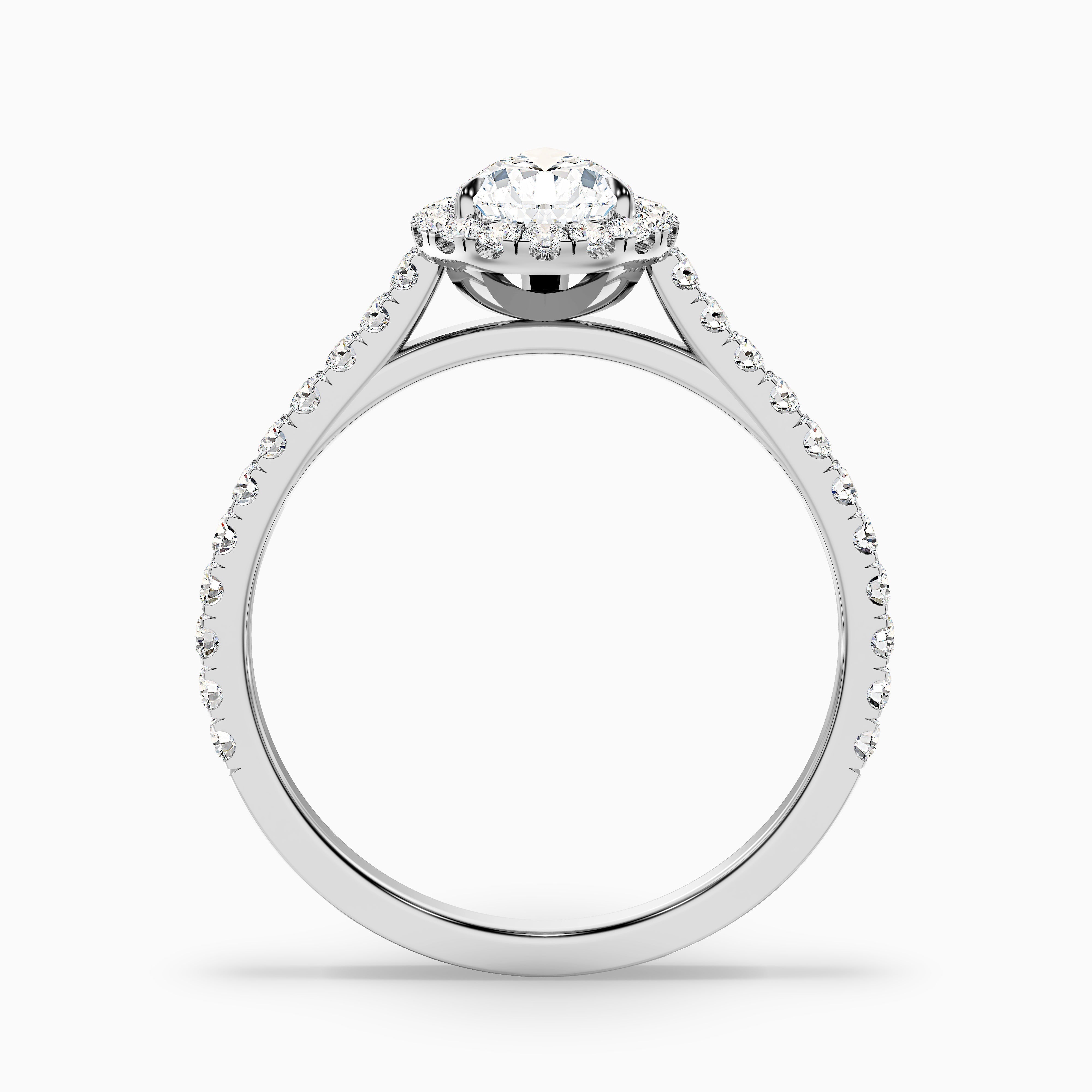 Cindy 5.5 Carat Pear Shaped Halo Moissanite Diamond Ring in 10k White Gold