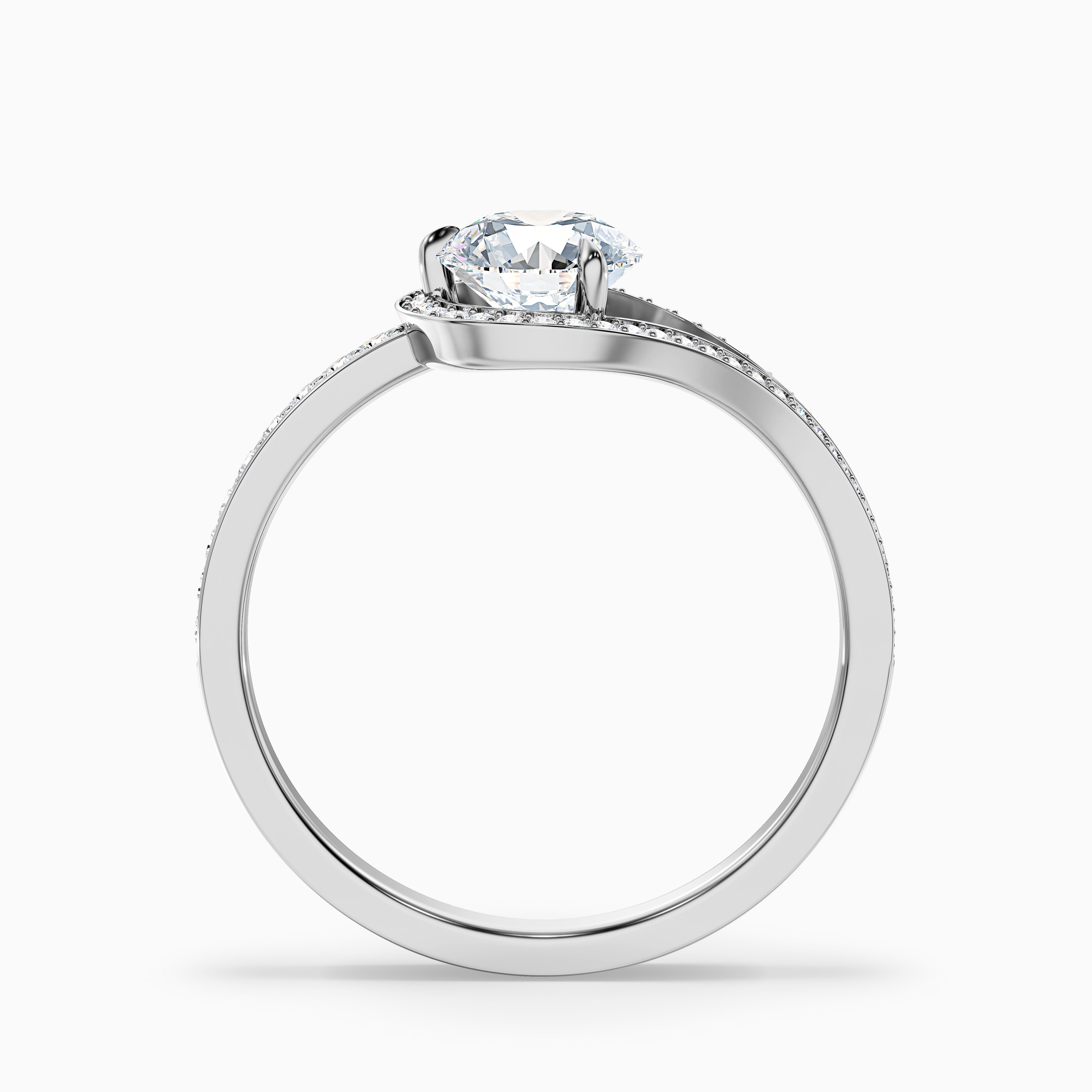 Avi 1 Carat Round Halo Pave Lab Grown Engagement Ring in 14k White Gold
