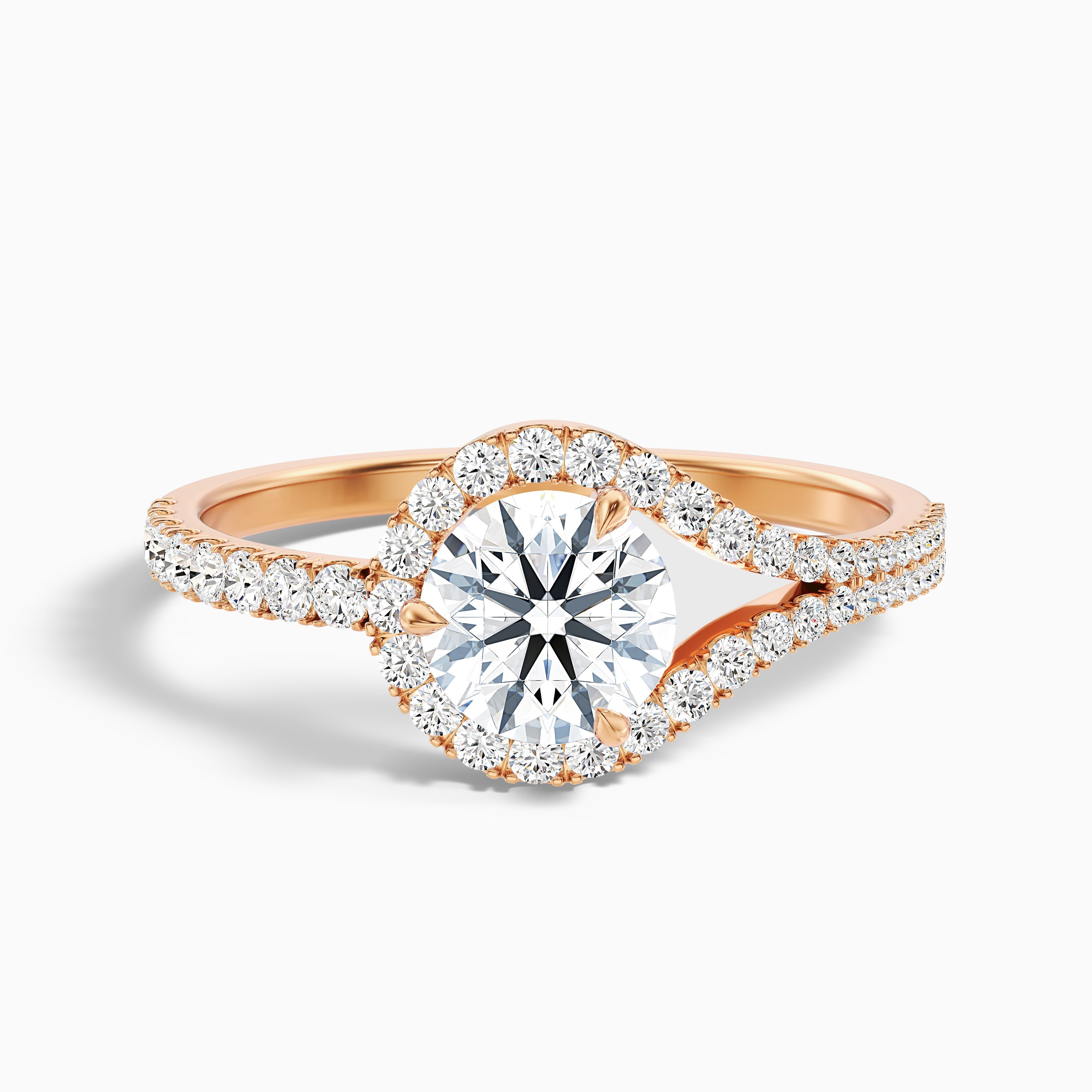 Betti 2 Carat Round Halo Pave Lab Grown Engagement Ring in 14k Rose Gold