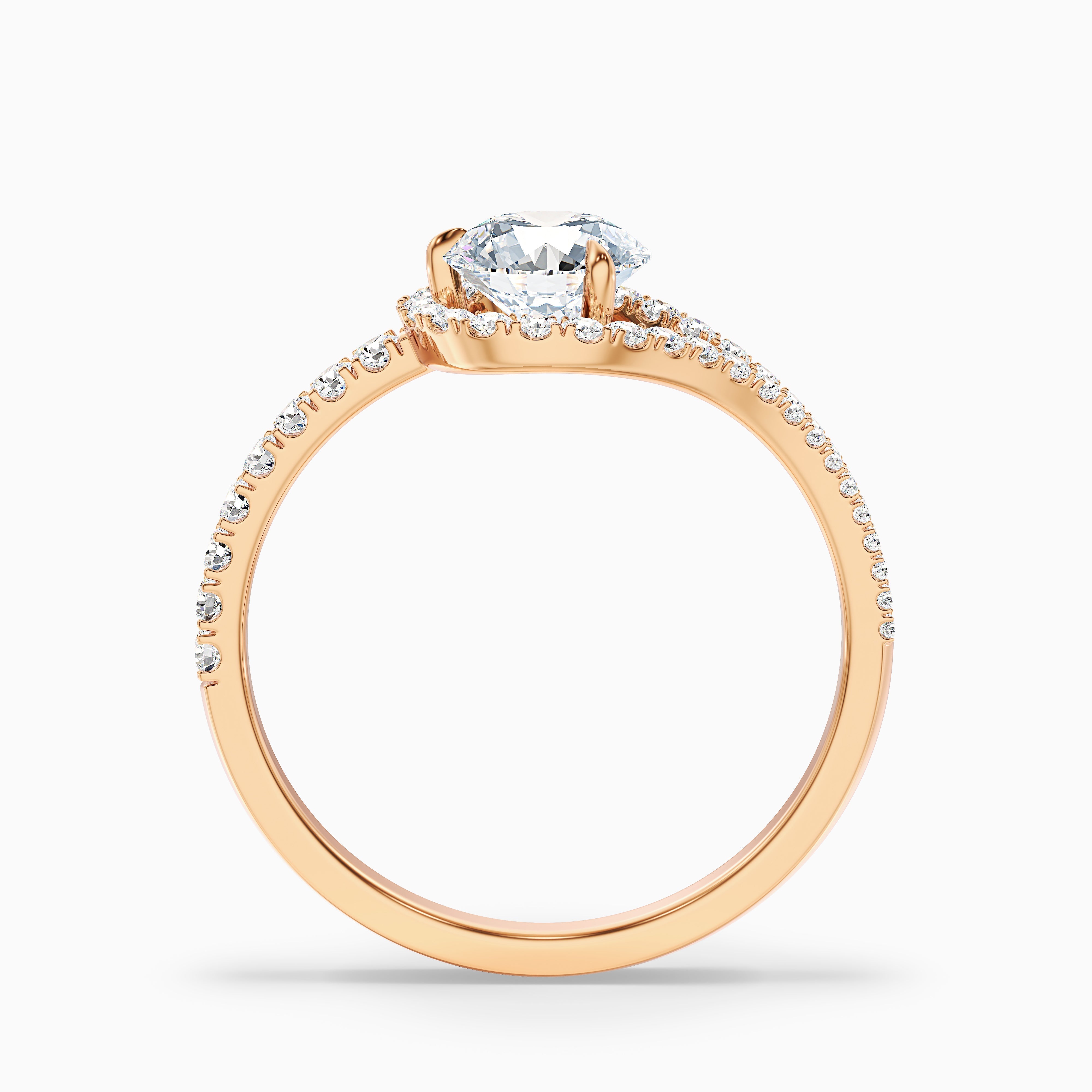 Betti 4 Carat Round Halo Pave Lab Grown Engagement Ring in 18k Rose Gold