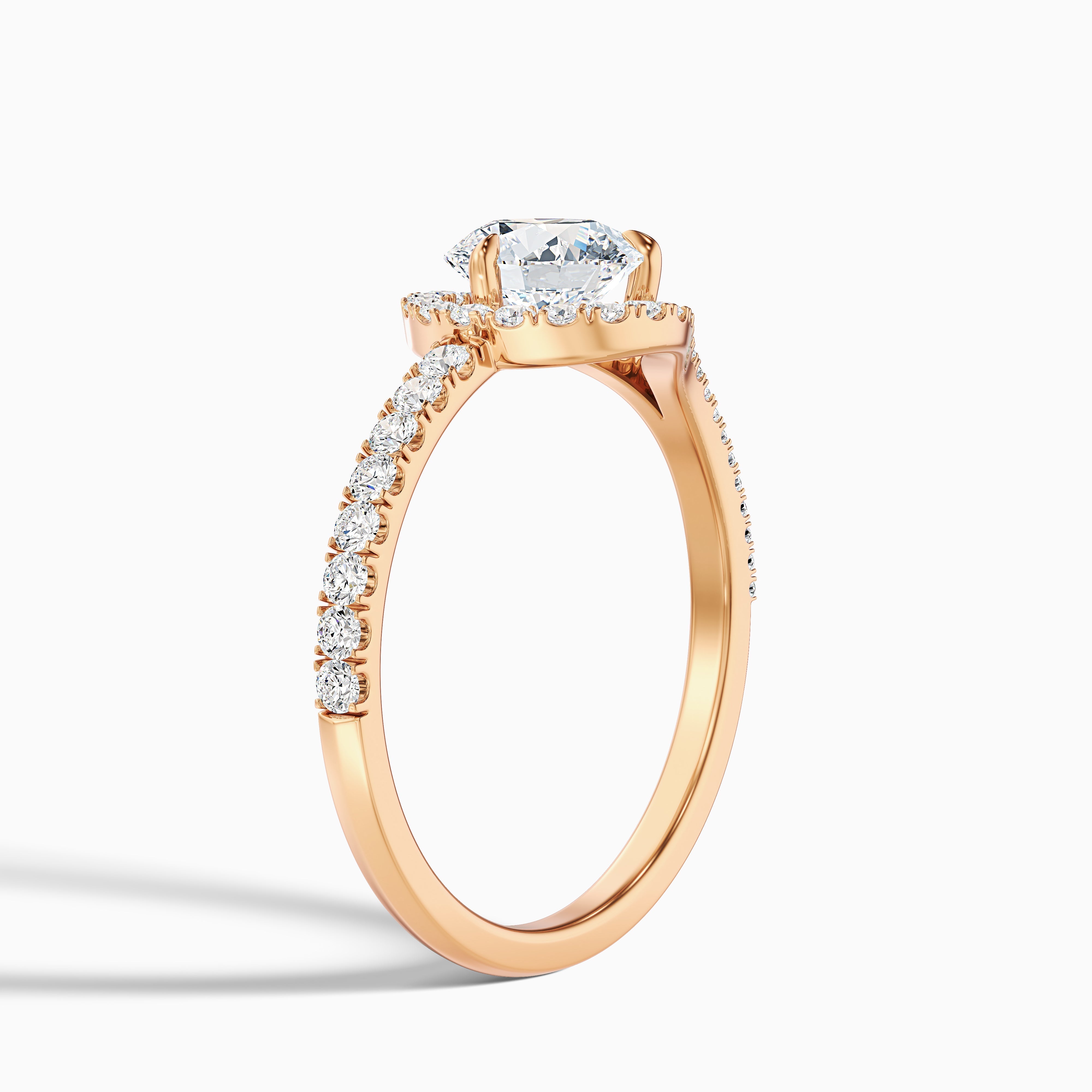 Callie 2 Carat Round Halo Pave Moissanite Diamond Ring in 18k Rose Gold
