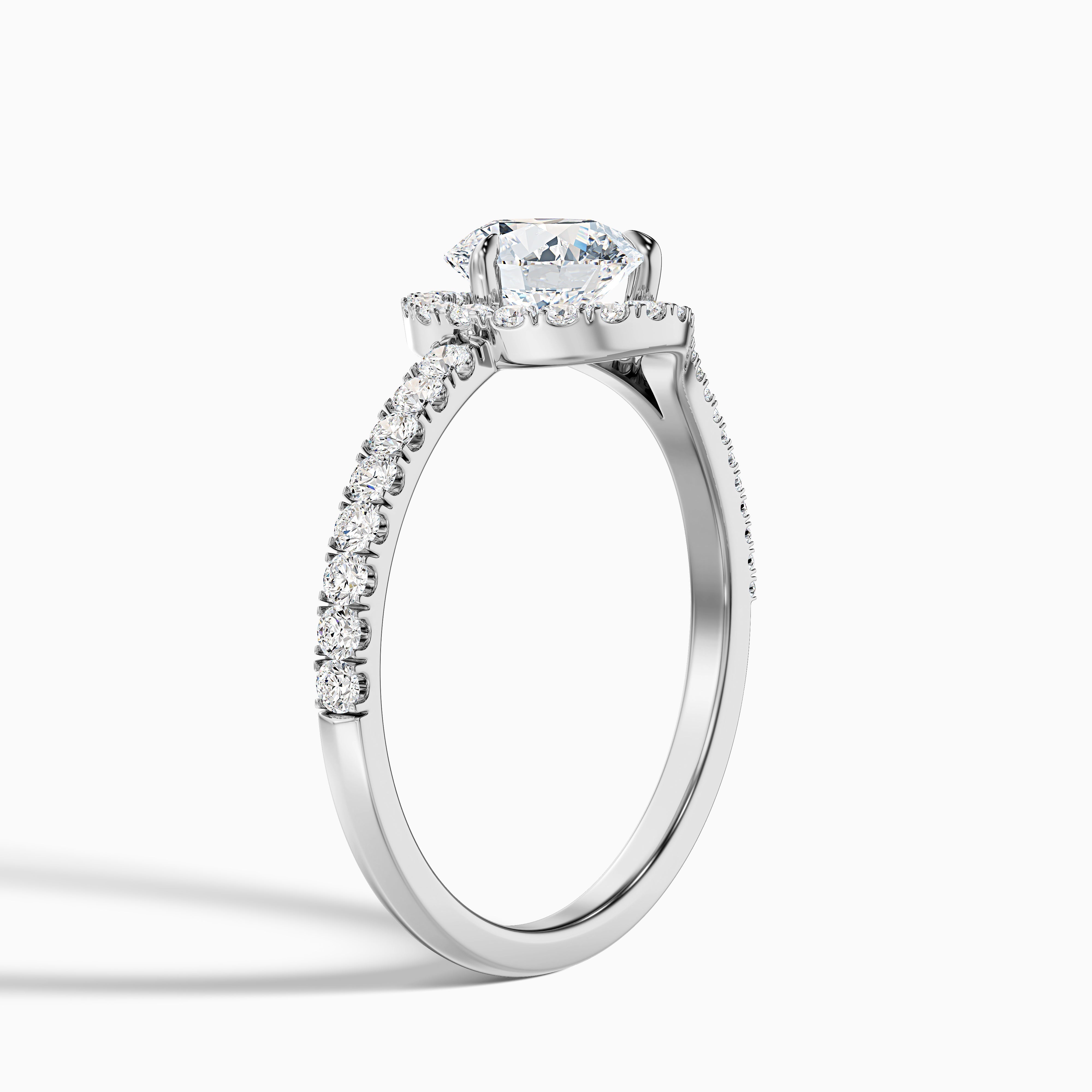 Callie 3.5 Carat Round Halo Pave Moissanite Diamond Ring in 14k Yellow Gold