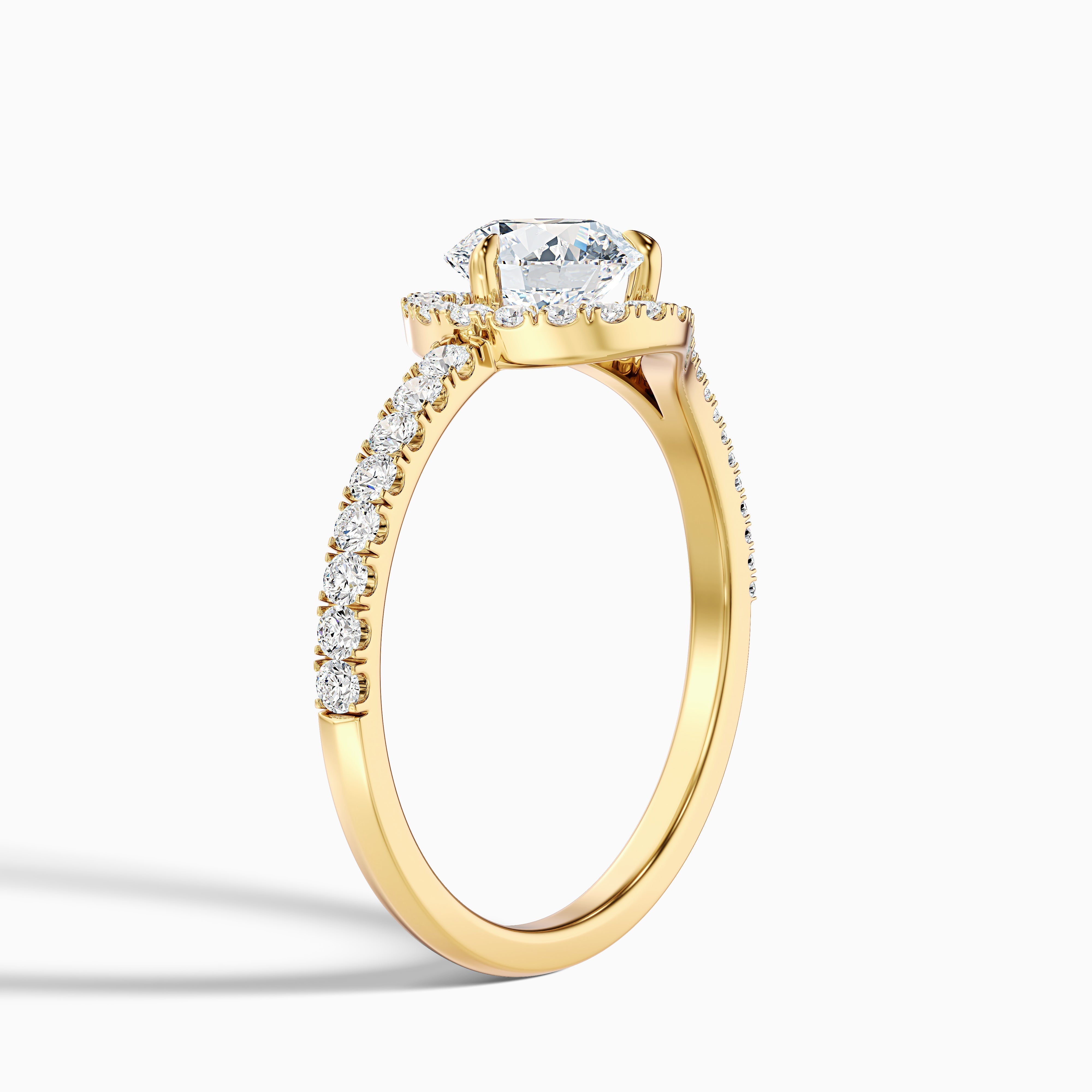 Betti 3 Carat Round Halo Pave Lab Grown Engagement Ring in 18k White Gold