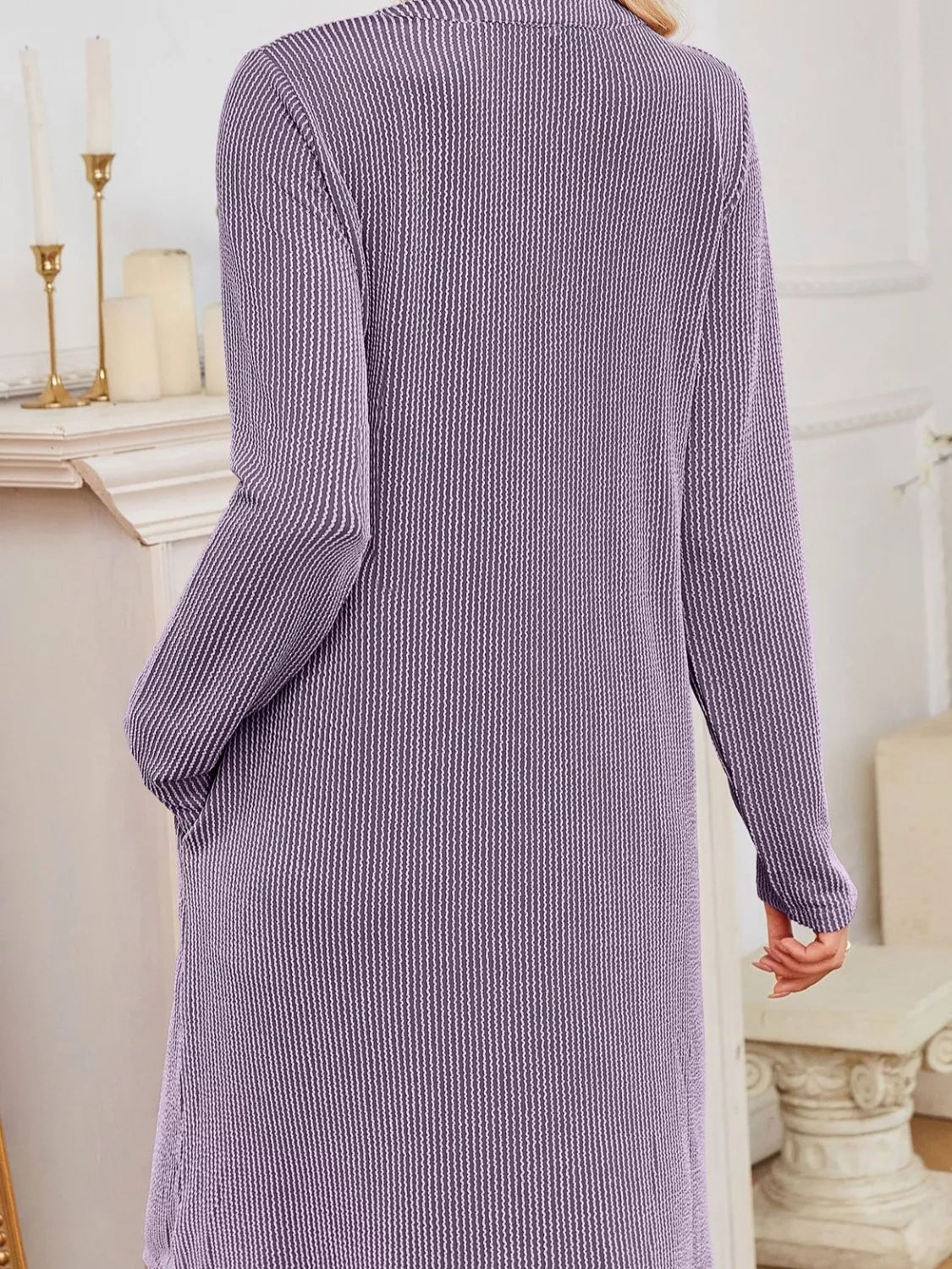 Casual Ribbed Knit Long Sleeve Dress