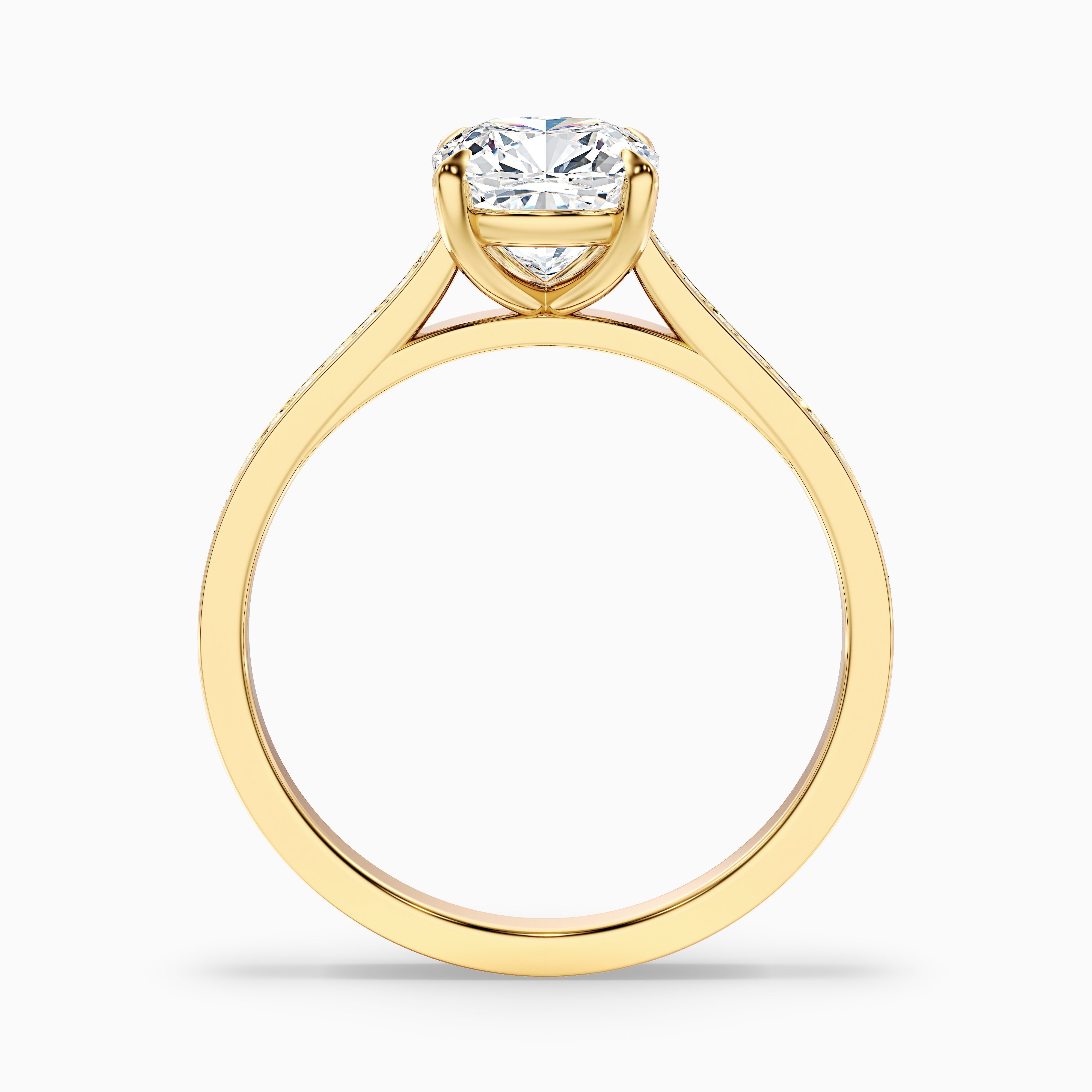 Eva 1.5 Carat Cushion Cut Side Stone Pave Moissanite Diamond Ring in Platinum