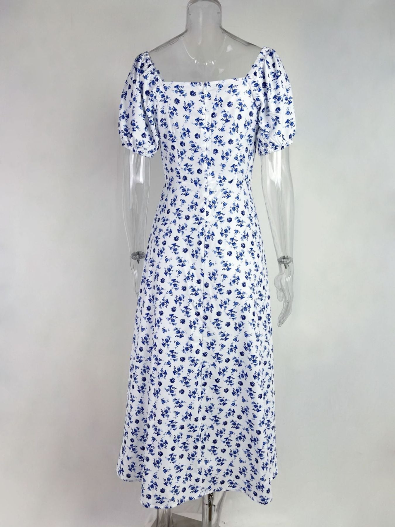 Full Size Floral Print Tie Front Slit Dress Plus Size