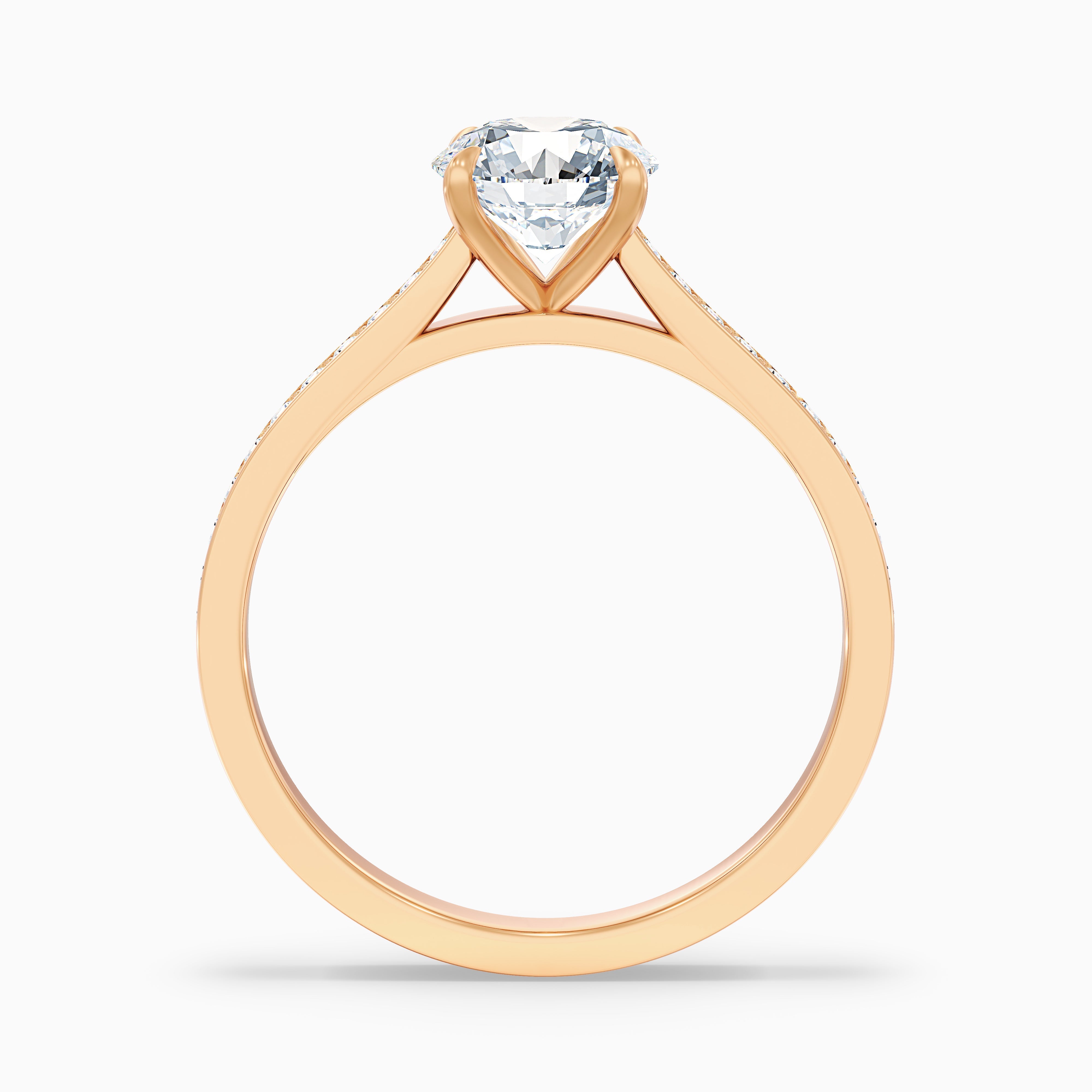 Betti 2 Carat Round Side Stone Pave Moissanite Diamond Ring in 10k White Gold