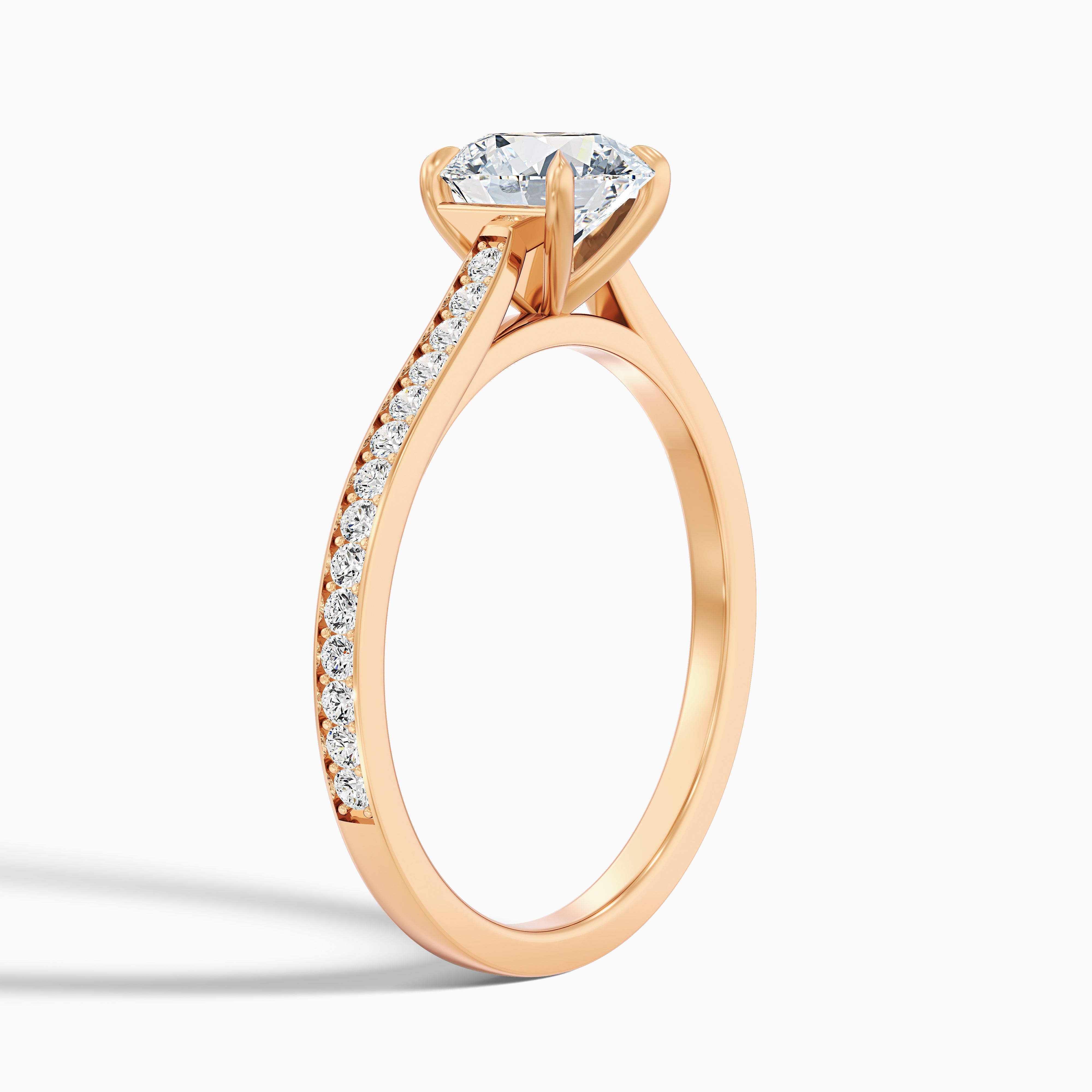 Callie 3.5 Carat Round Side Stone Pave Lab Grown Engagement Ring in 18k Yellow Gold