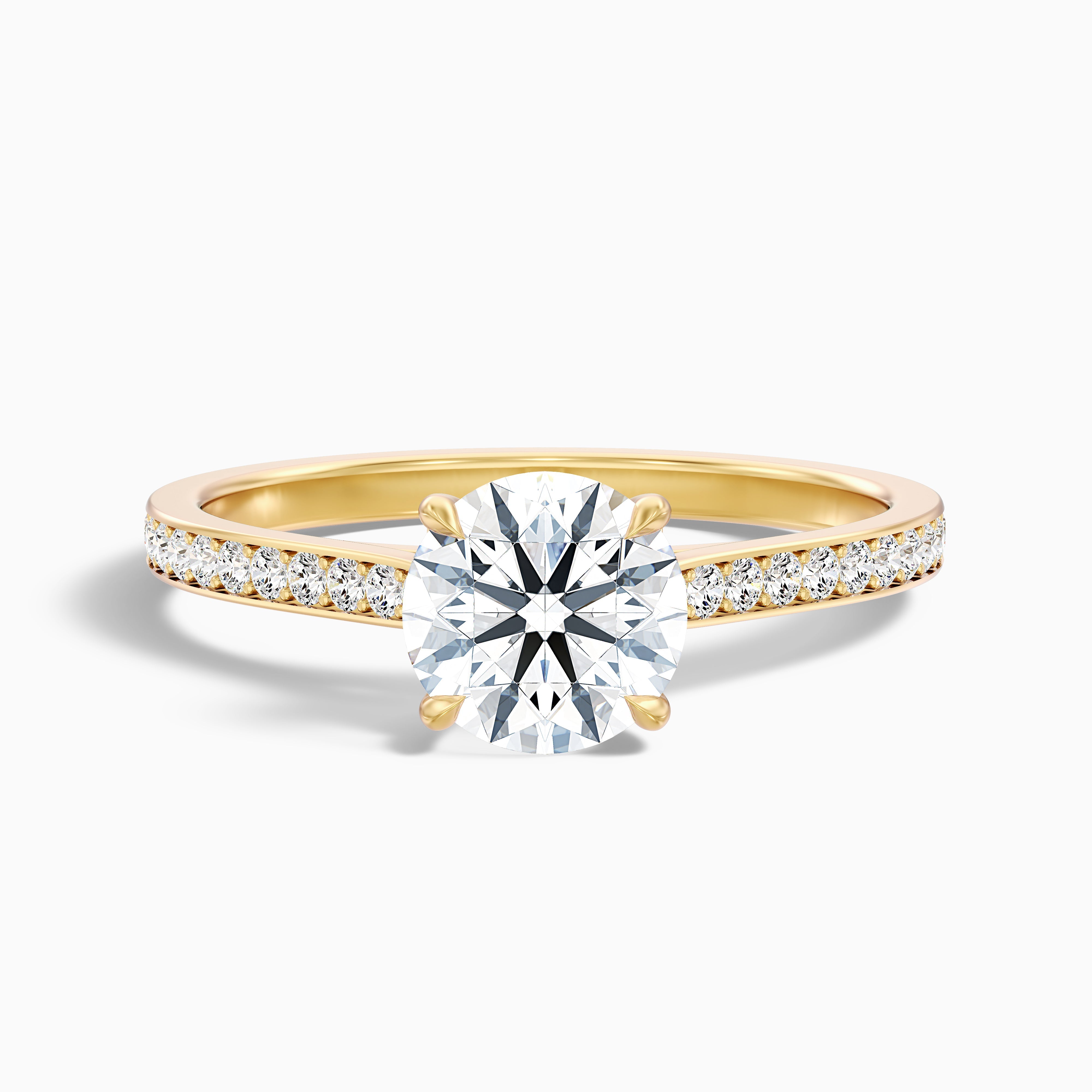Callie 2 Carat Round Side Stone Pave Lab Grown Engagement Ring in 10k Rose Gold