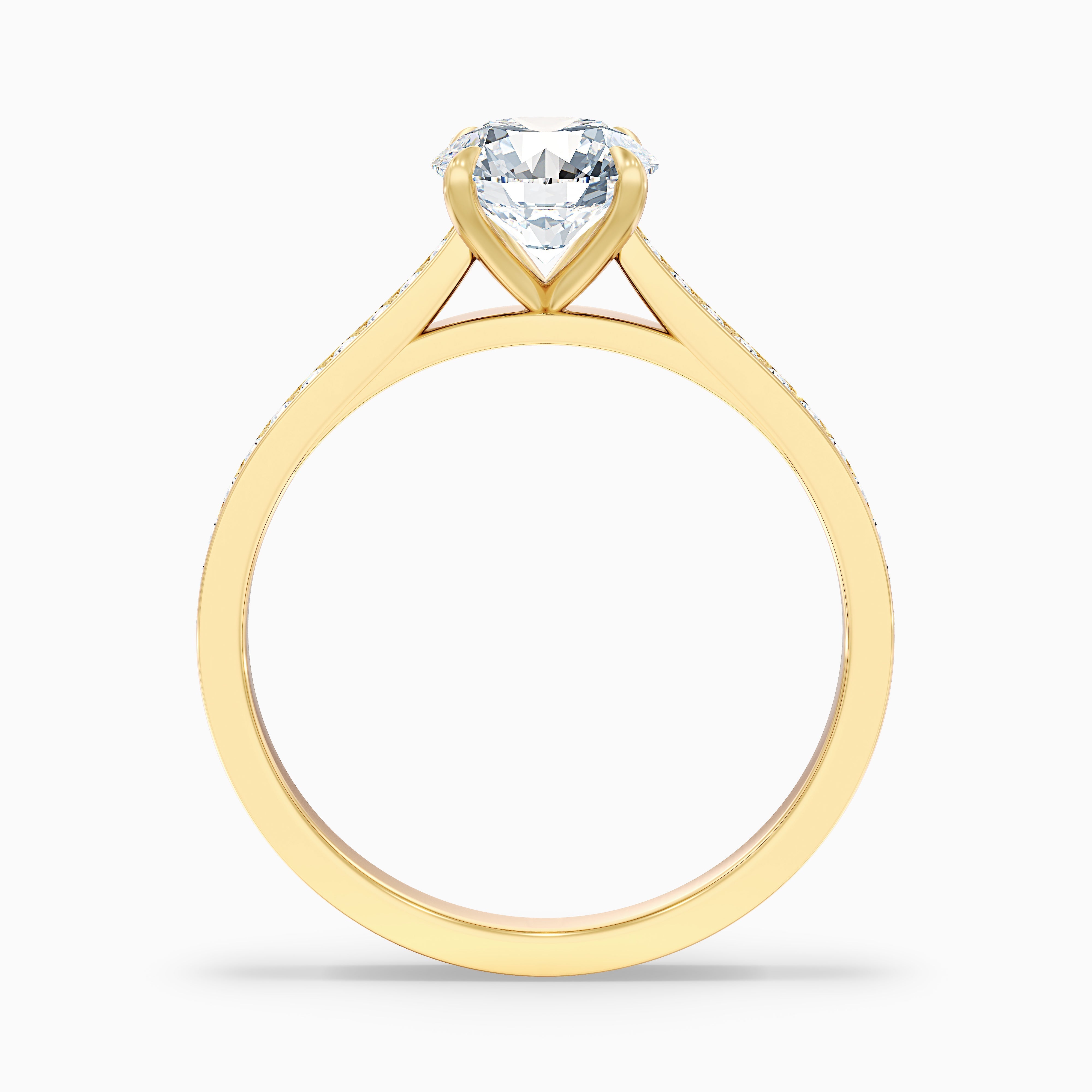 Callie 2 Carat Round Side Stone Pave Lab Grown Engagement Ring in 10k Rose Gold