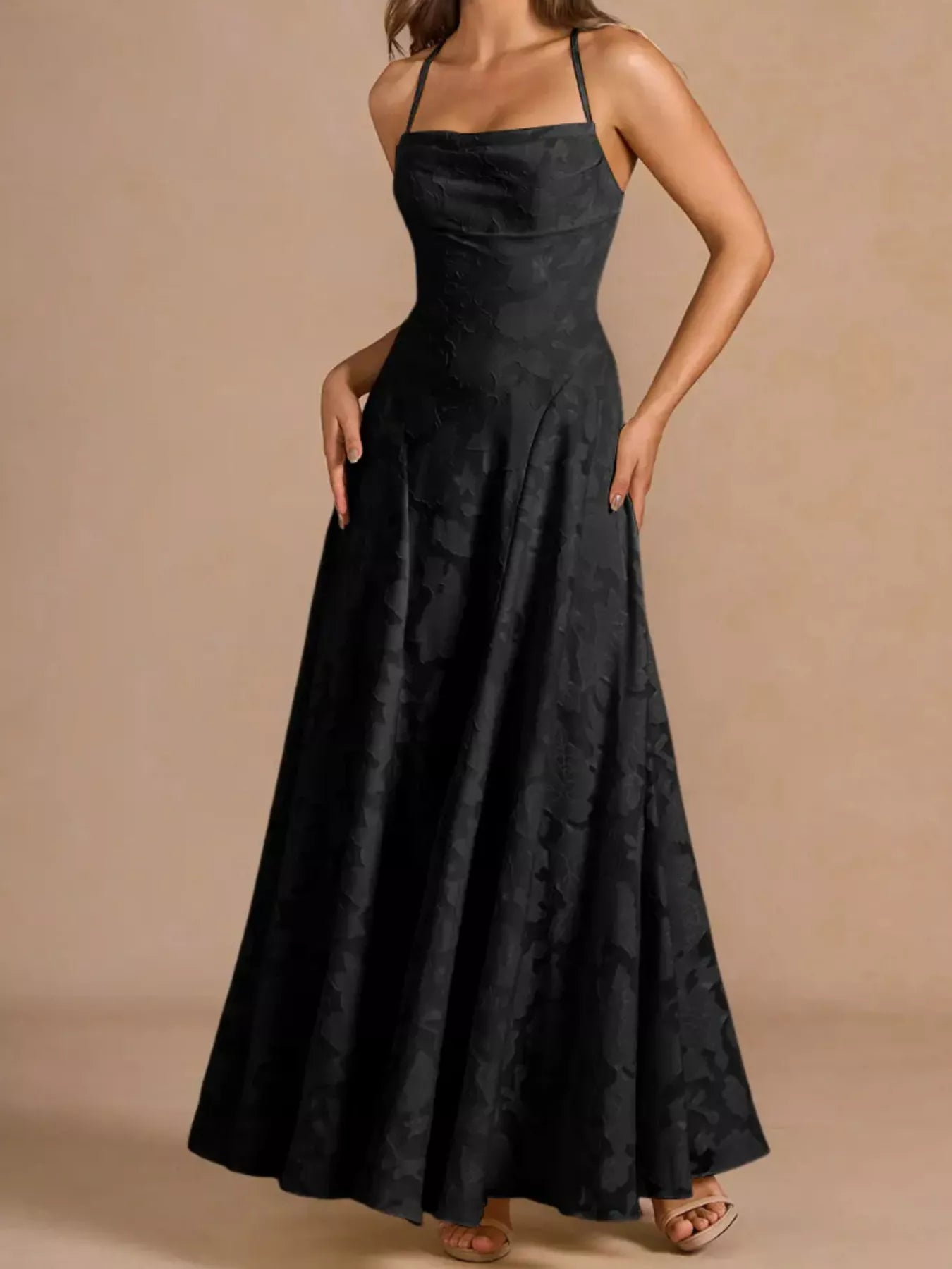 Lace Up Back Spaghetti Strap Maxi Dress