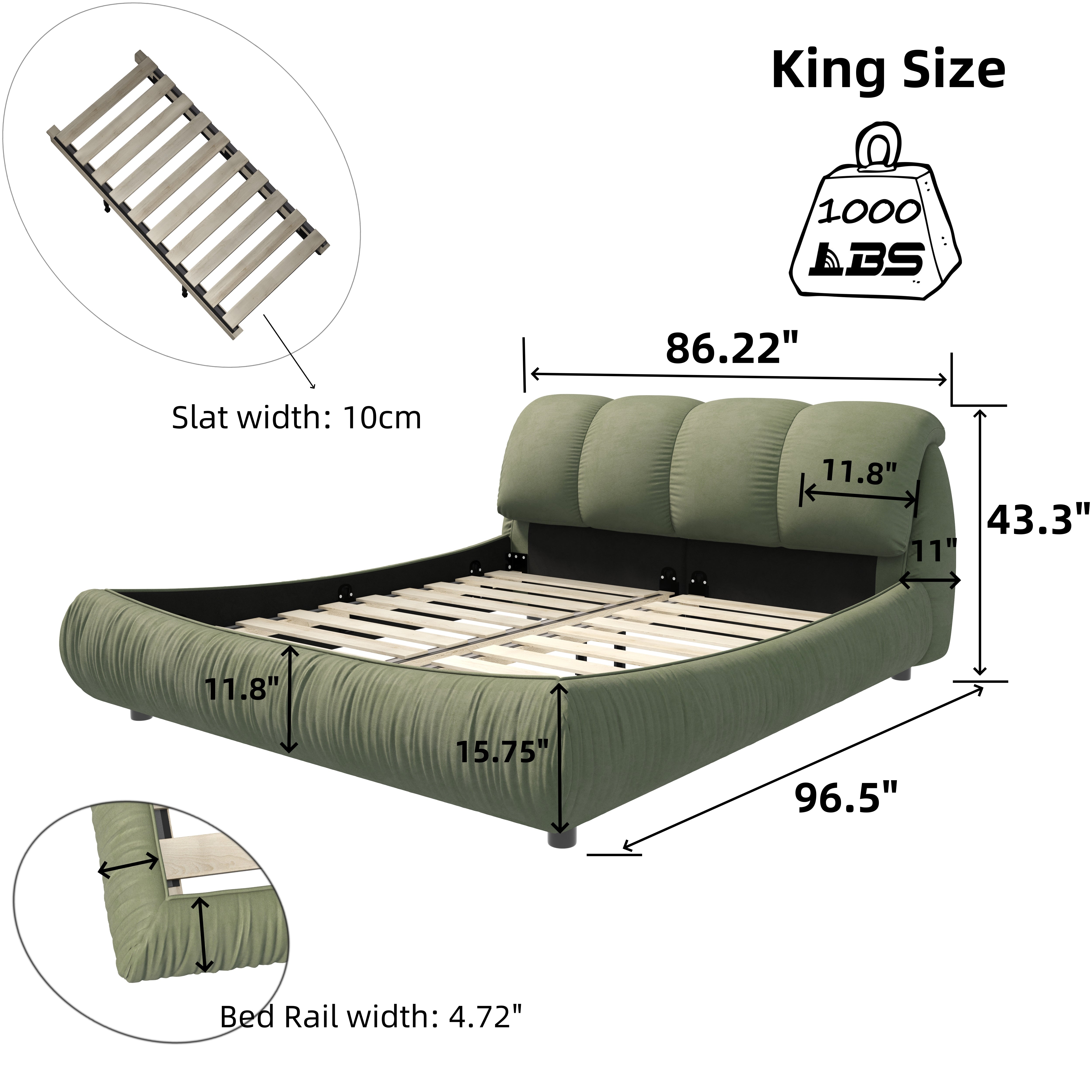 King Size Luxury Upholstered Platform Bed