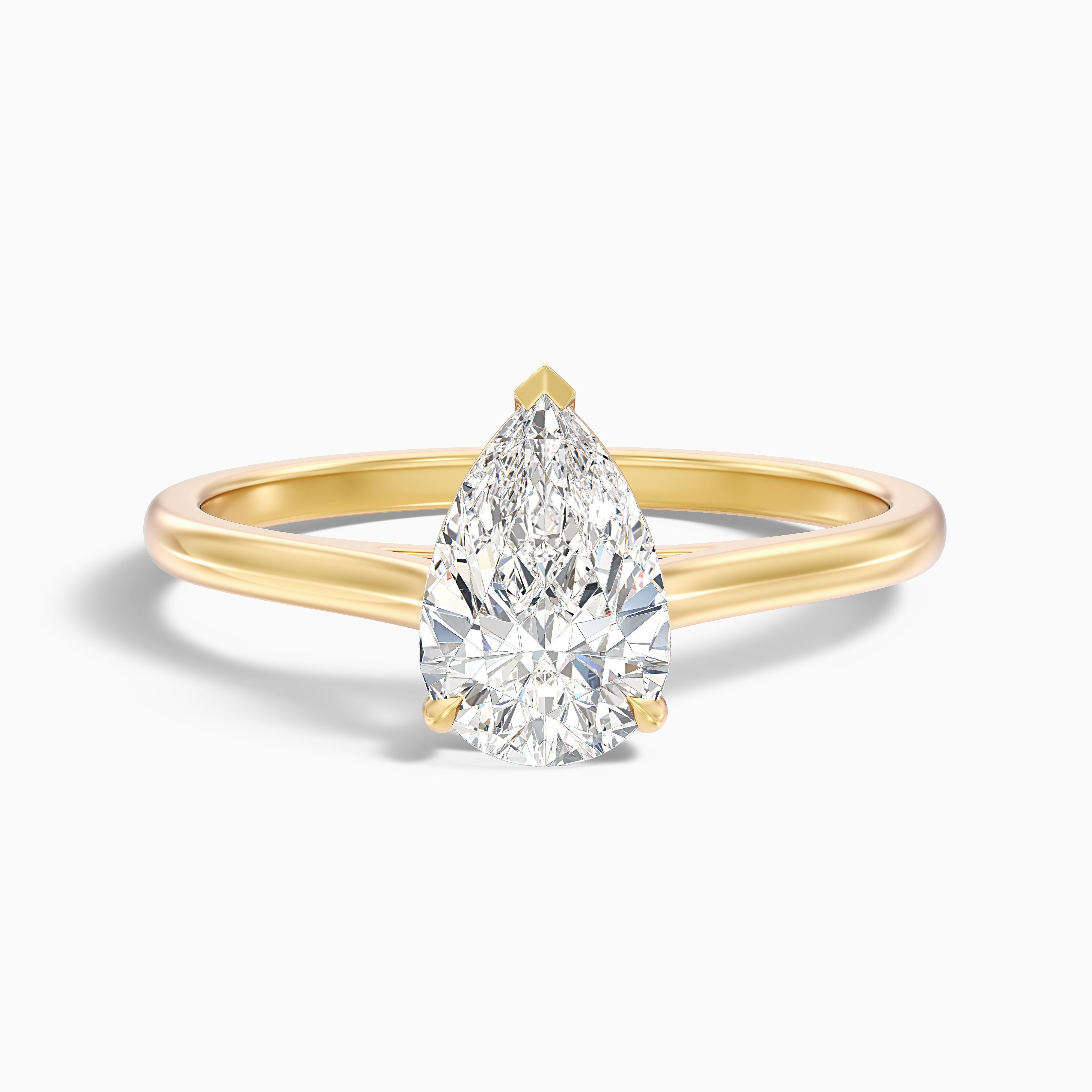 Avi 2.5 Carat Pear Shaped Solitaire Moissanite Diamond Ring in 14k Rose Gold