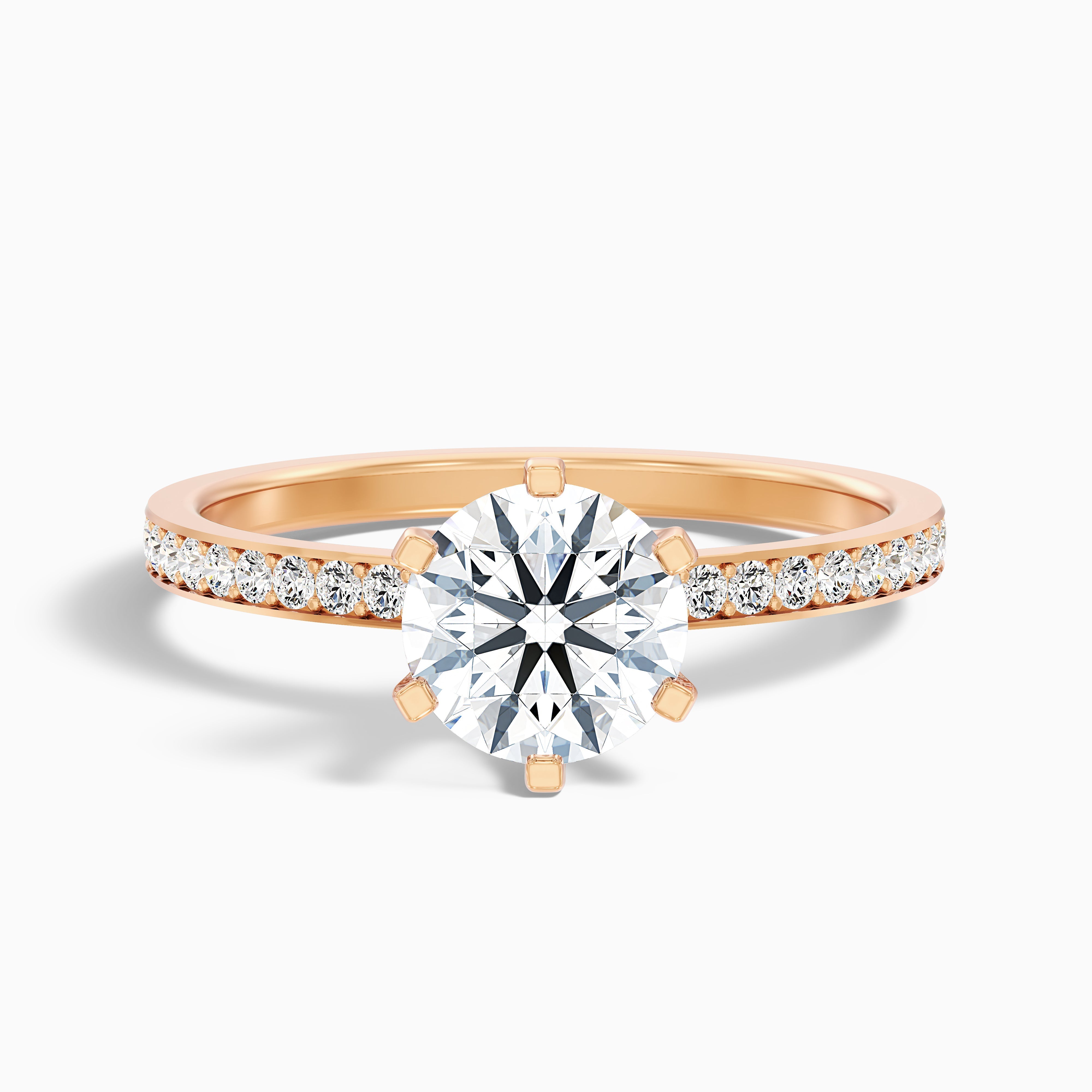 Claudia 1.5 Carat Round Side Stone Pave Lab Grown Diamond Ring in 14k White Gold