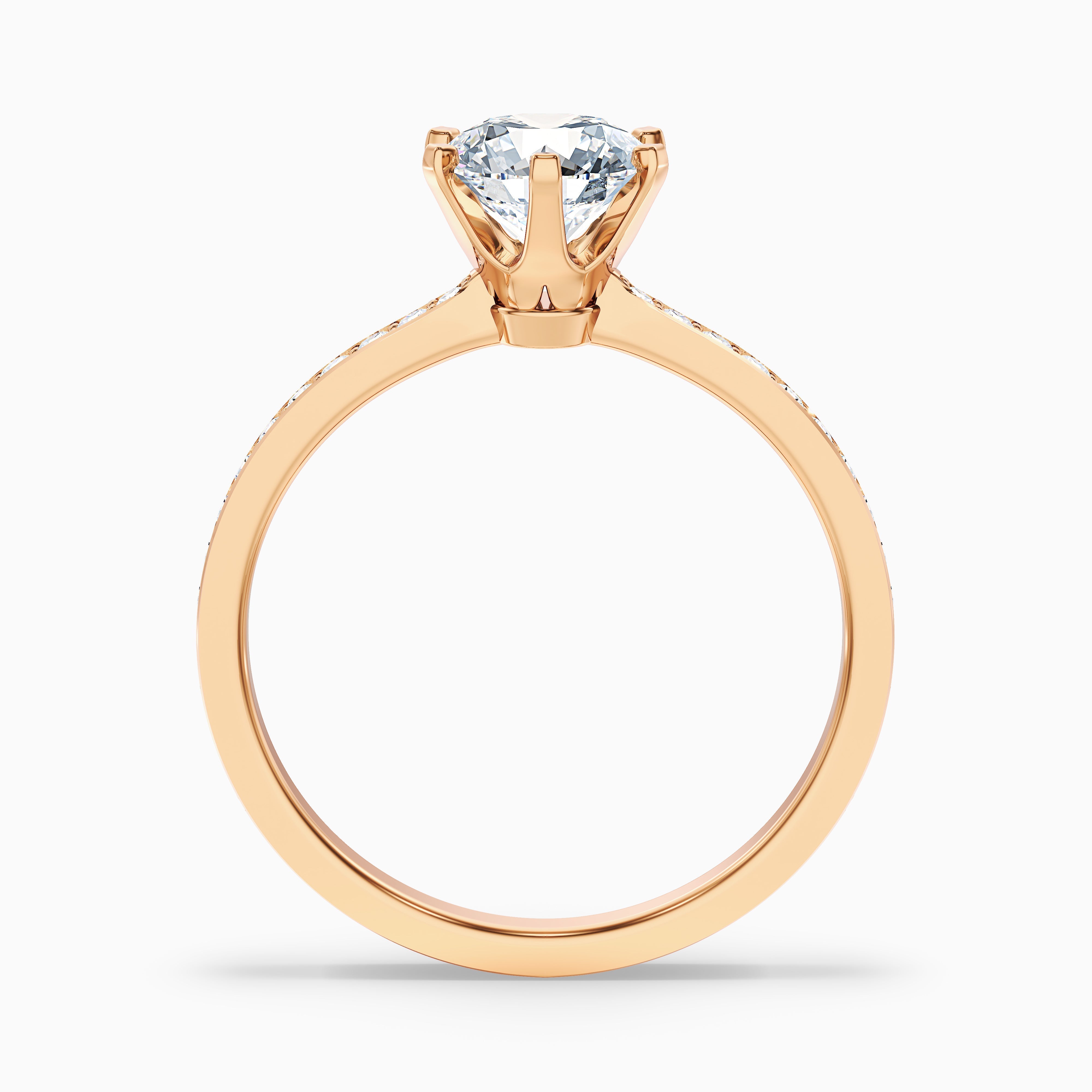 Claudia 5 Carat Round Side Stone Pave Lab Grown Diamond Ring in 18k Rose Gold