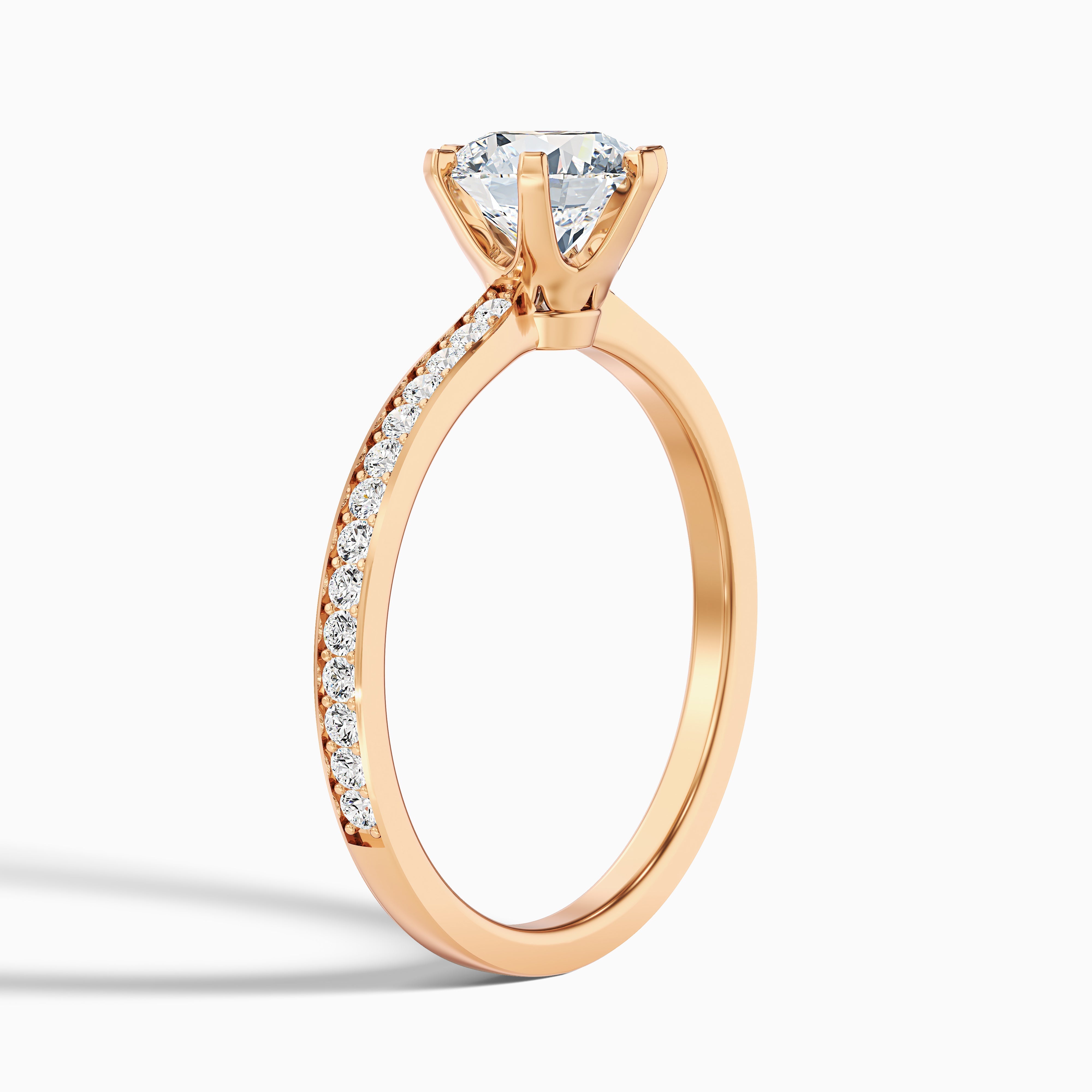 Eden 4 Carat Round Side Stone Pave Moissanite Engagement Ring in 14k Rose Gold