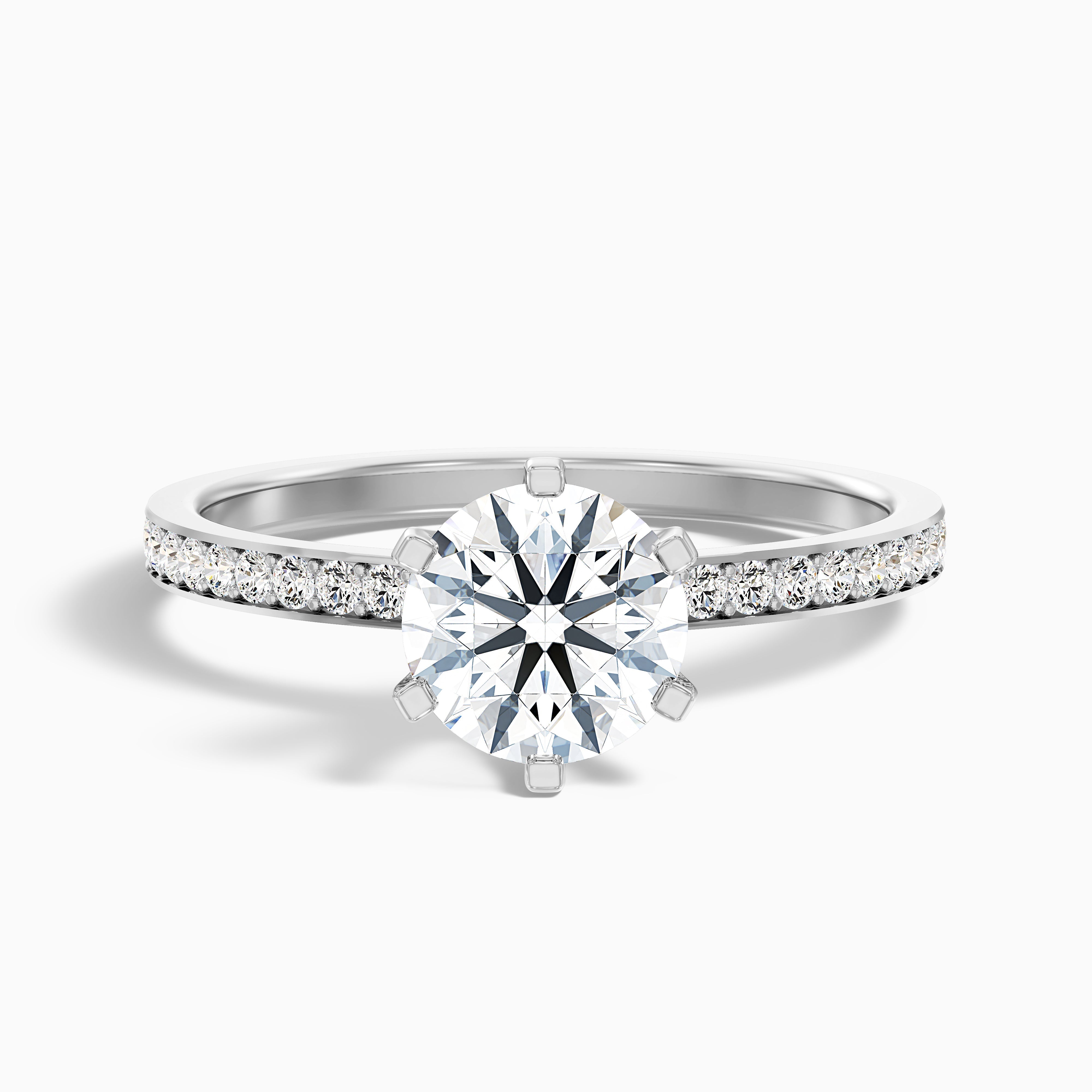 Claudia 2.5 Carat Round Side Stone Pave Lab Grown Diamond Ring in 10k Rose Gold