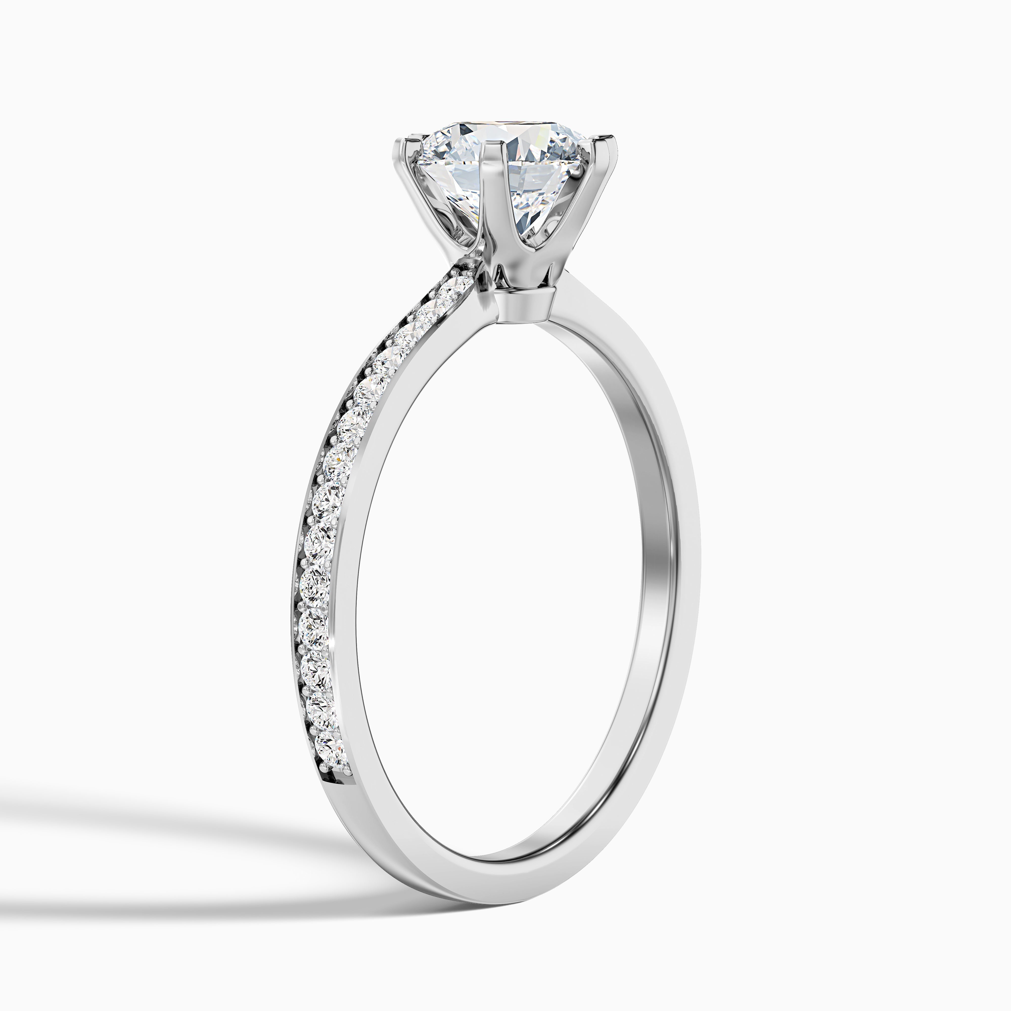 Claudia 3 Carat Round Side Stone Pave Lab Grown Diamond Ring in 10k Rose Gold