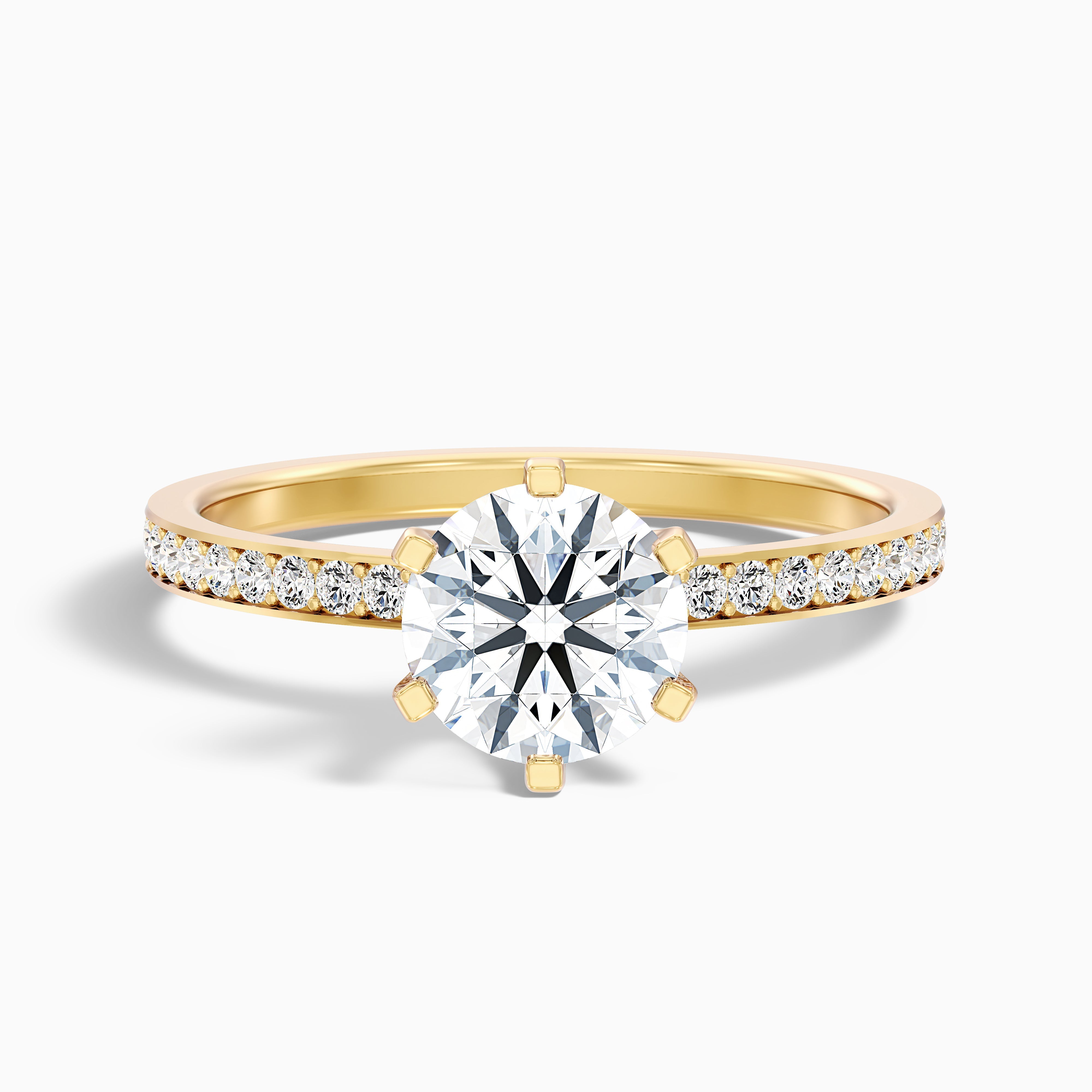 Claudia 4 Carat Round Side Stone Pave Lab Grown Diamond Ring in 18k Rose Gold