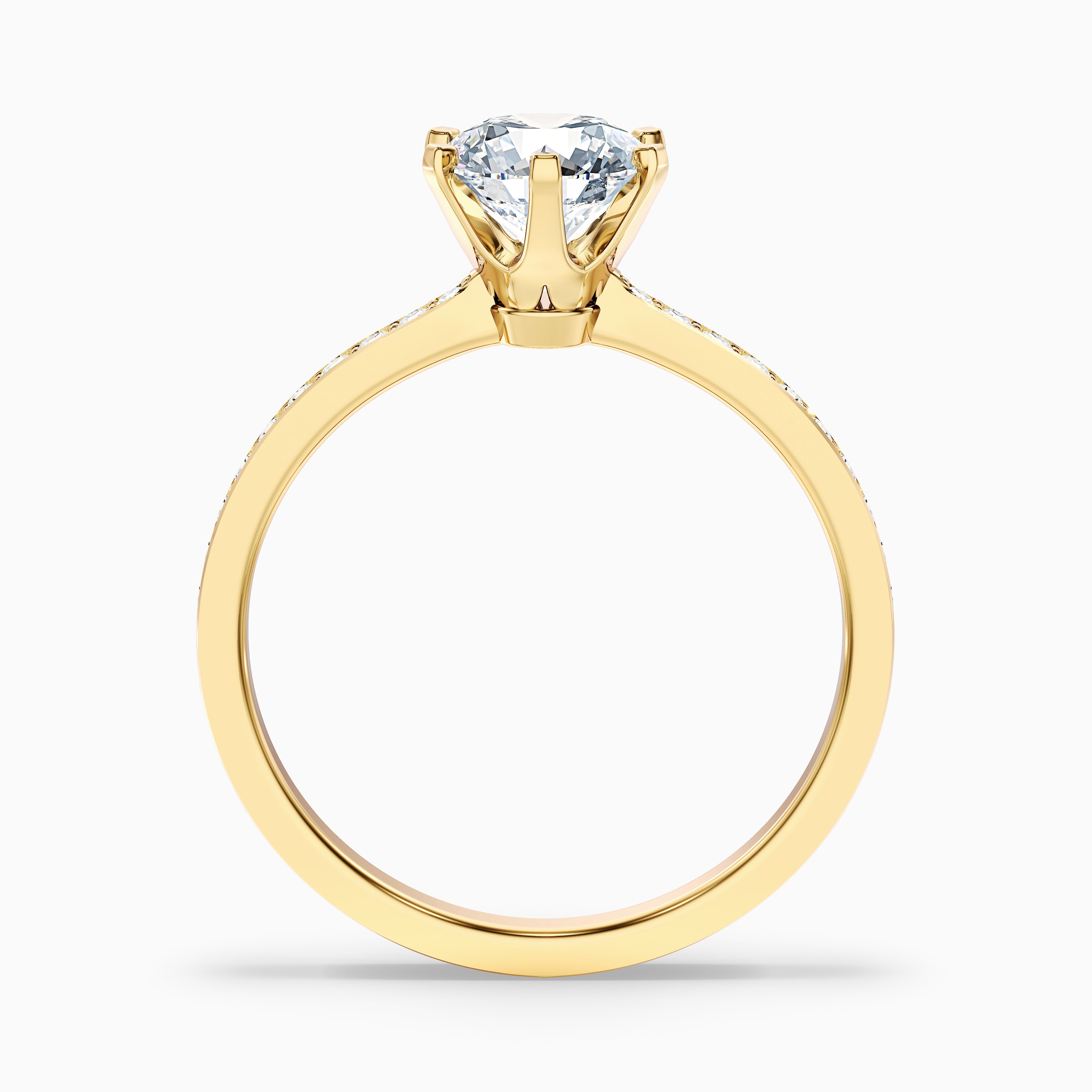 Eden 1 Carat Round Side Stone Pave Moissanite Engagement Ring in 10k Rose Gold