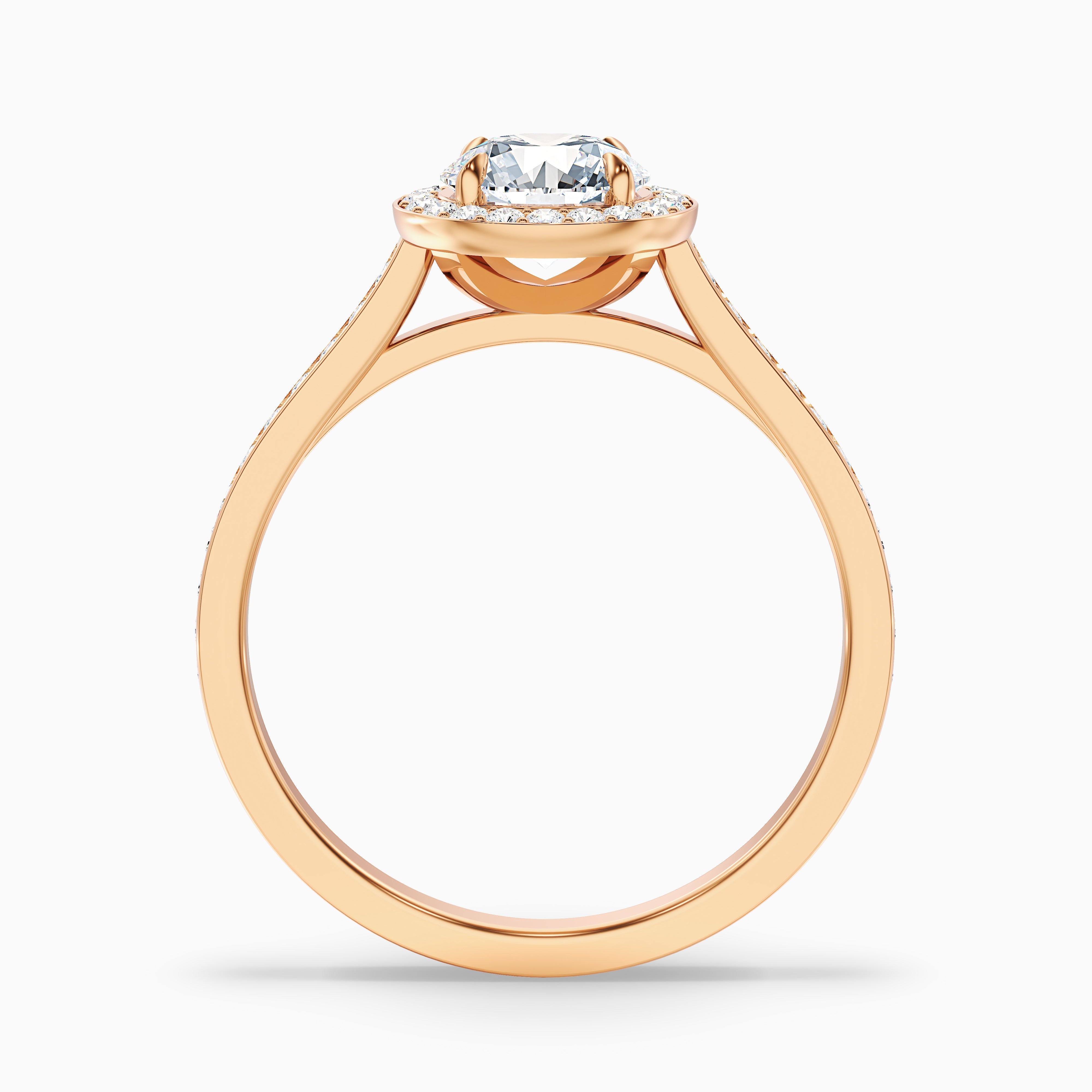 Jessy 2.5 Carat Round Halo Pave Moissanite Engagement Ring in 18k Rose Gold