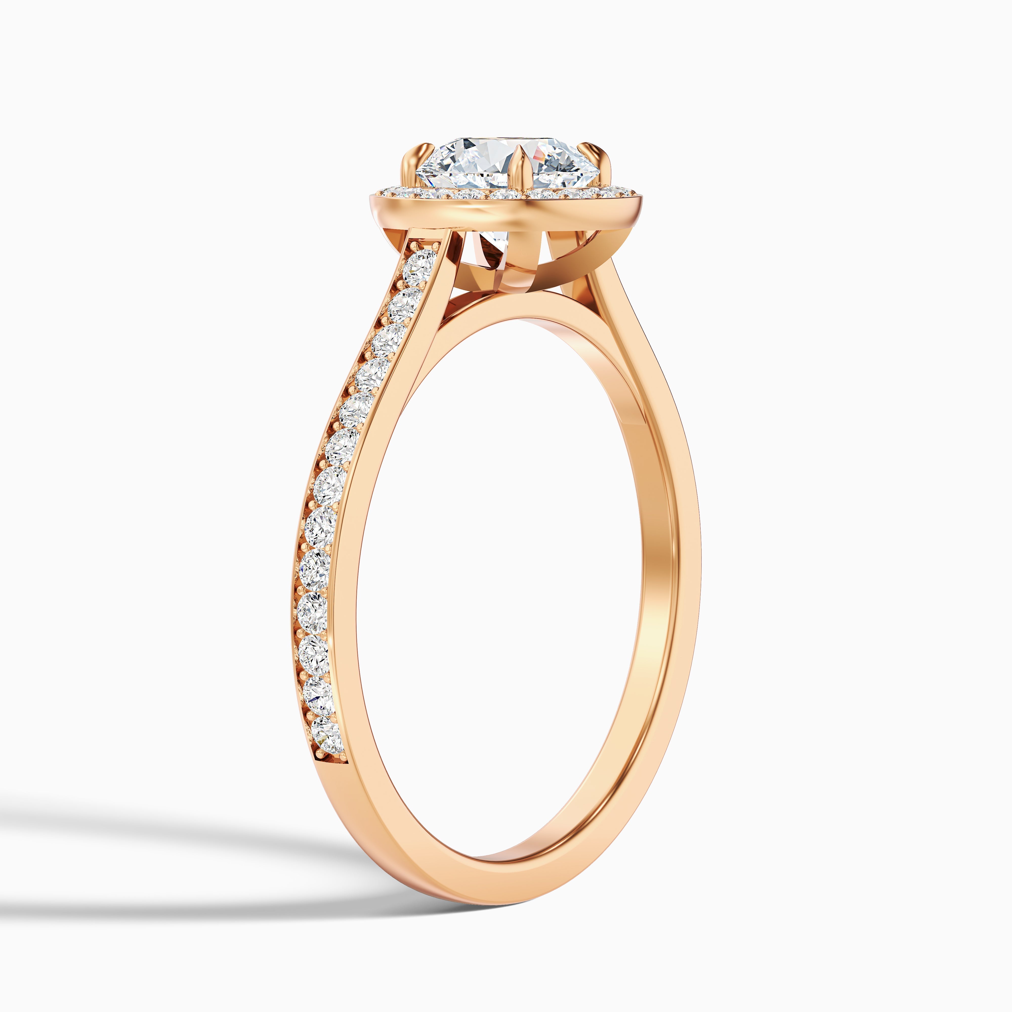 Dallas 5 Carat Round Halo Pave Lab Grown Diamond Ring in 14k Yellow Gold