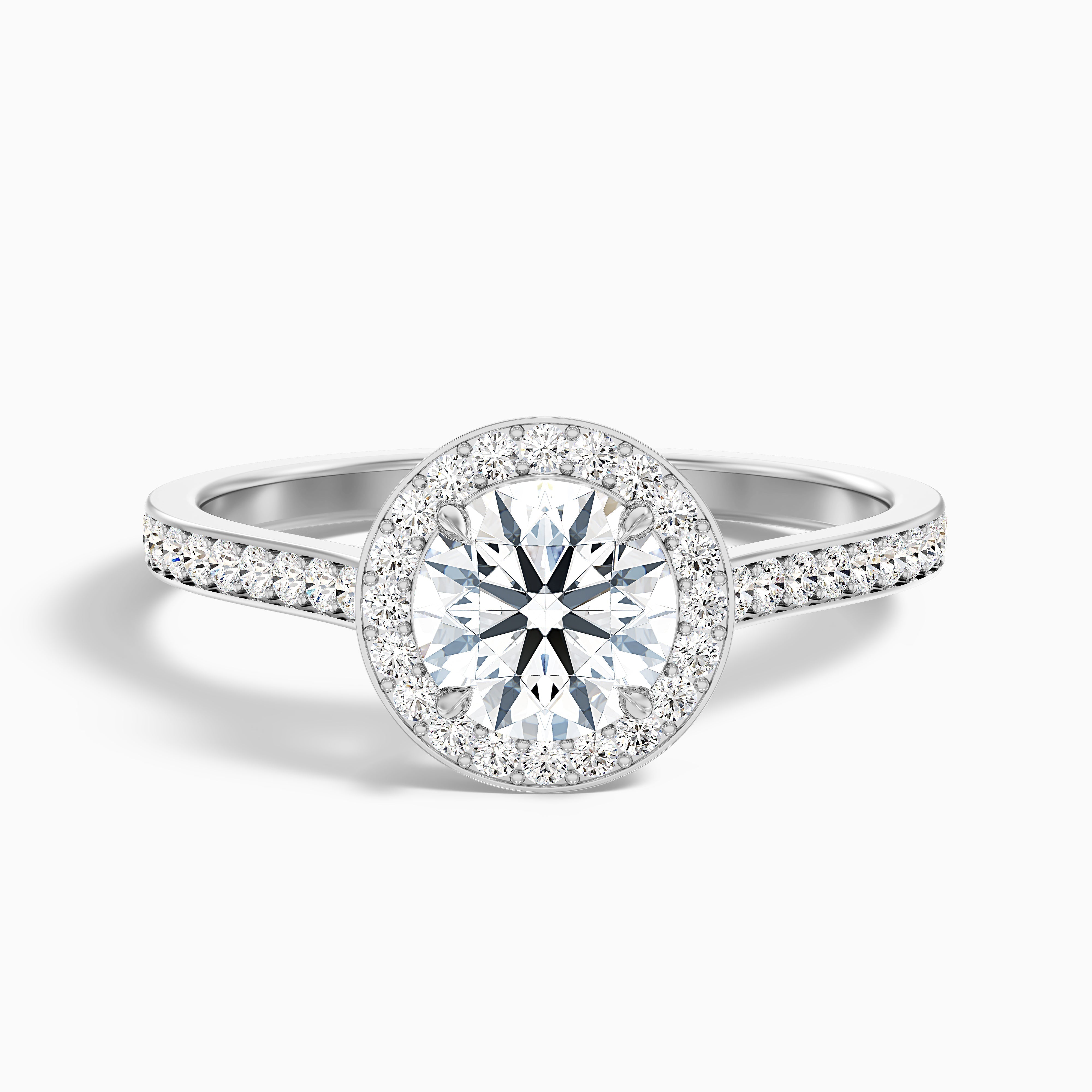 Dallas 5 Carat Round Halo Pave Lab Grown Diamond Ring in Platinum