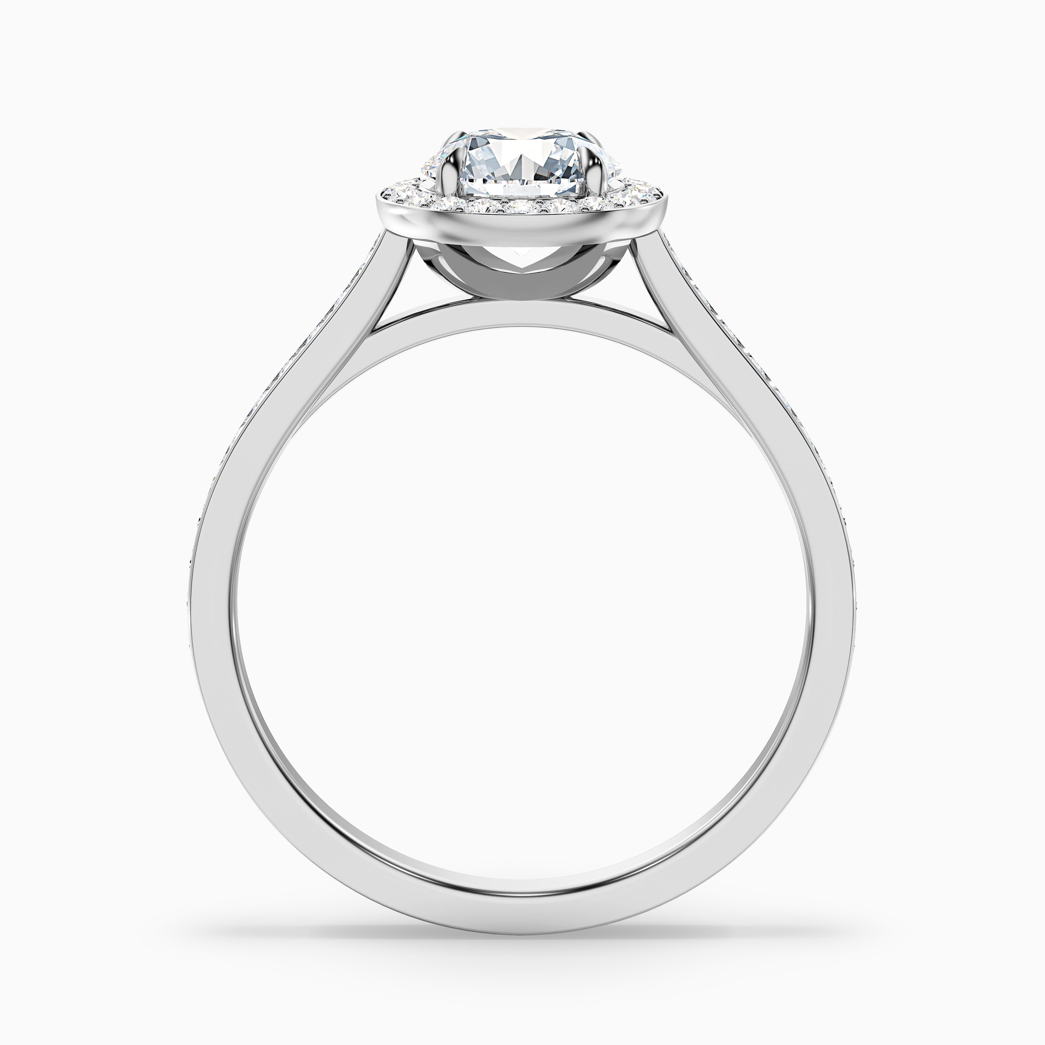 Jessy 3 Carat Round Halo Pave Moissanite Engagement Ring in 18k Rose Gold