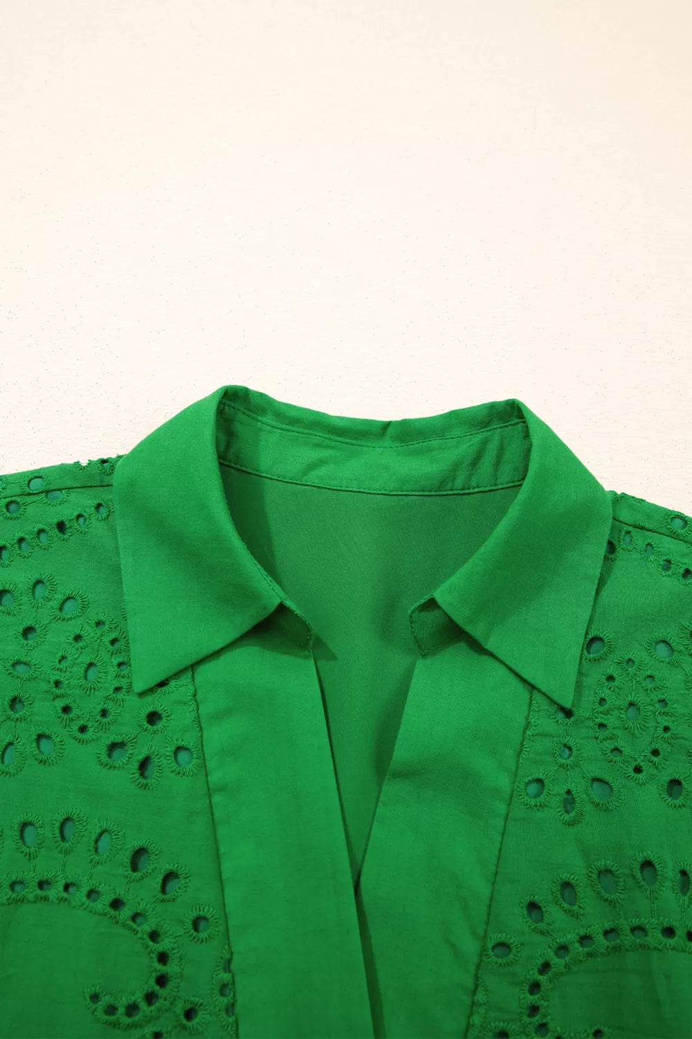 Eyelet Collared Neck Short Sleeve Dress