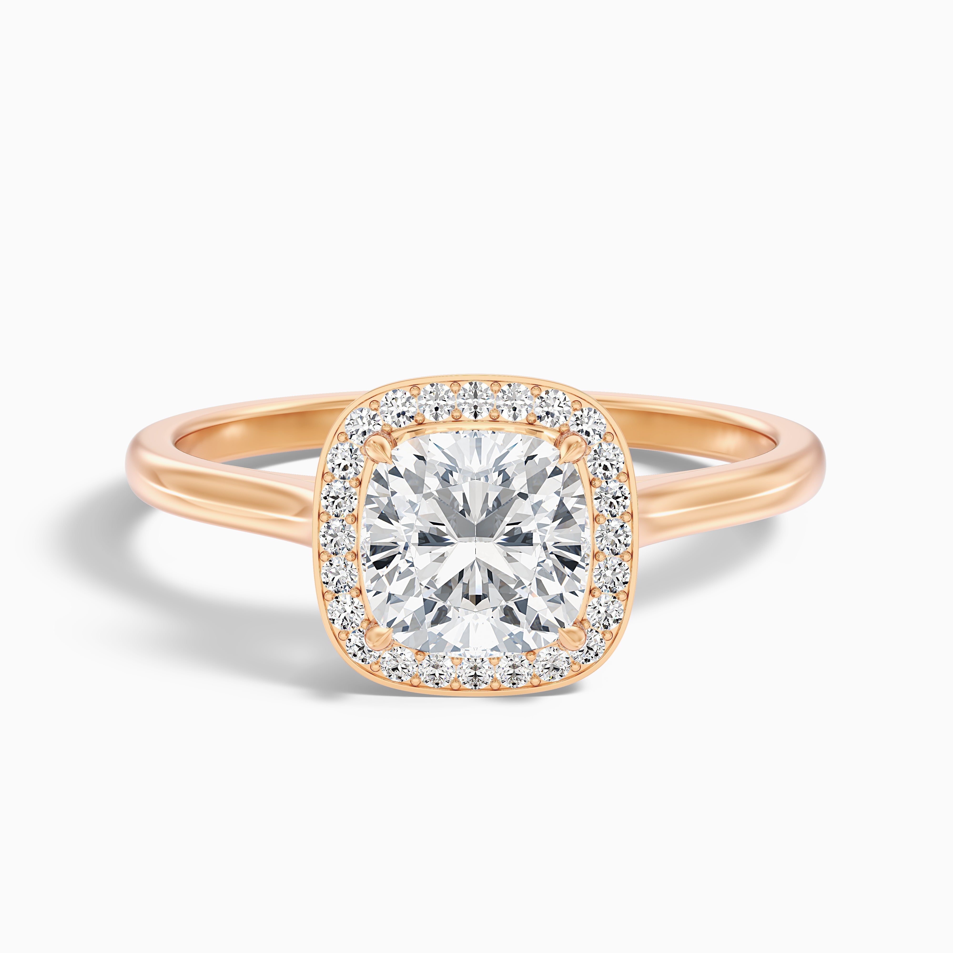 Dina 1 Carat Cushion Cut Halo Lab Grown Diamond Ring in 18k White Gold