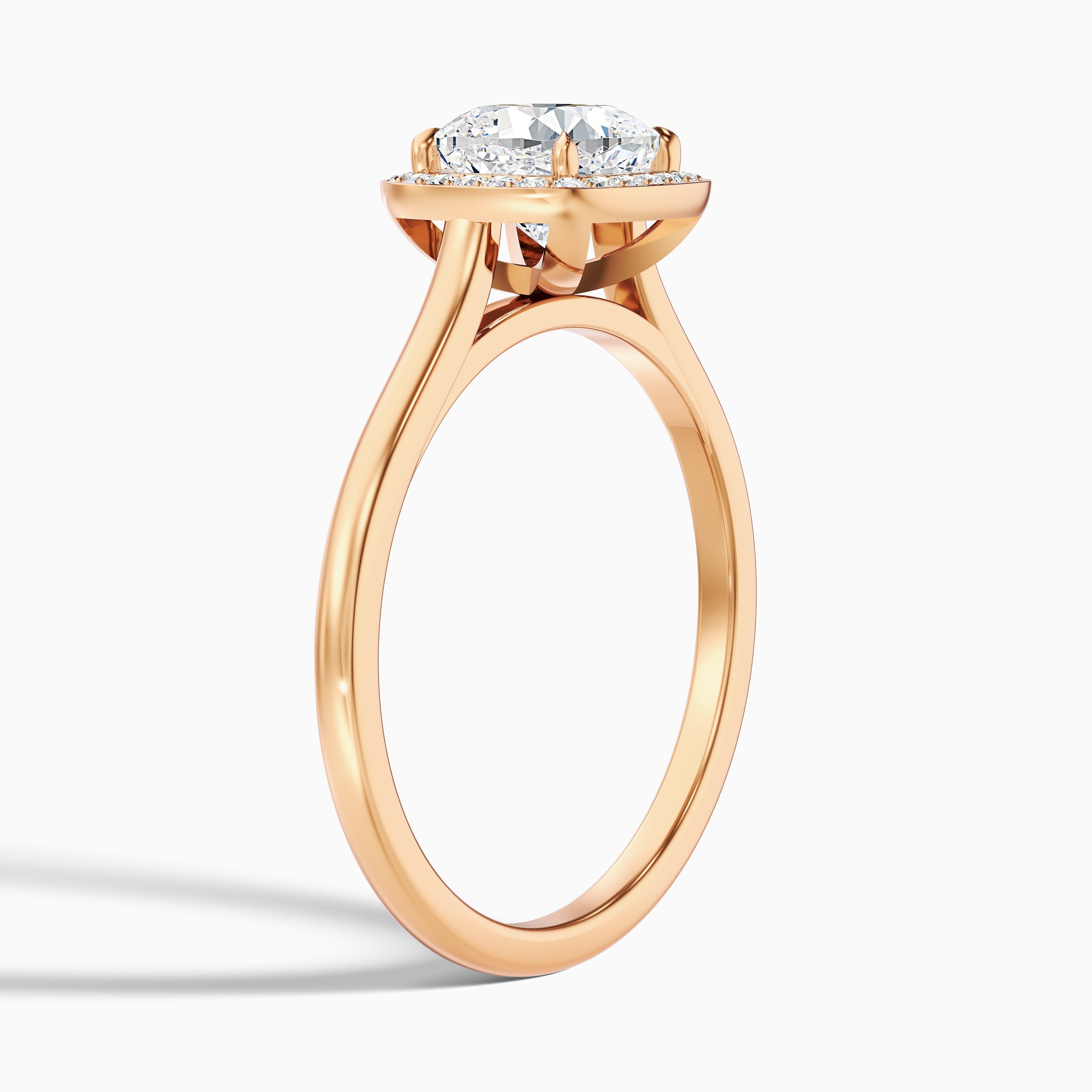 Dina 1 Carat Cushion Cut Halo Lab Grown Diamond Ring in 18k Rose Gold