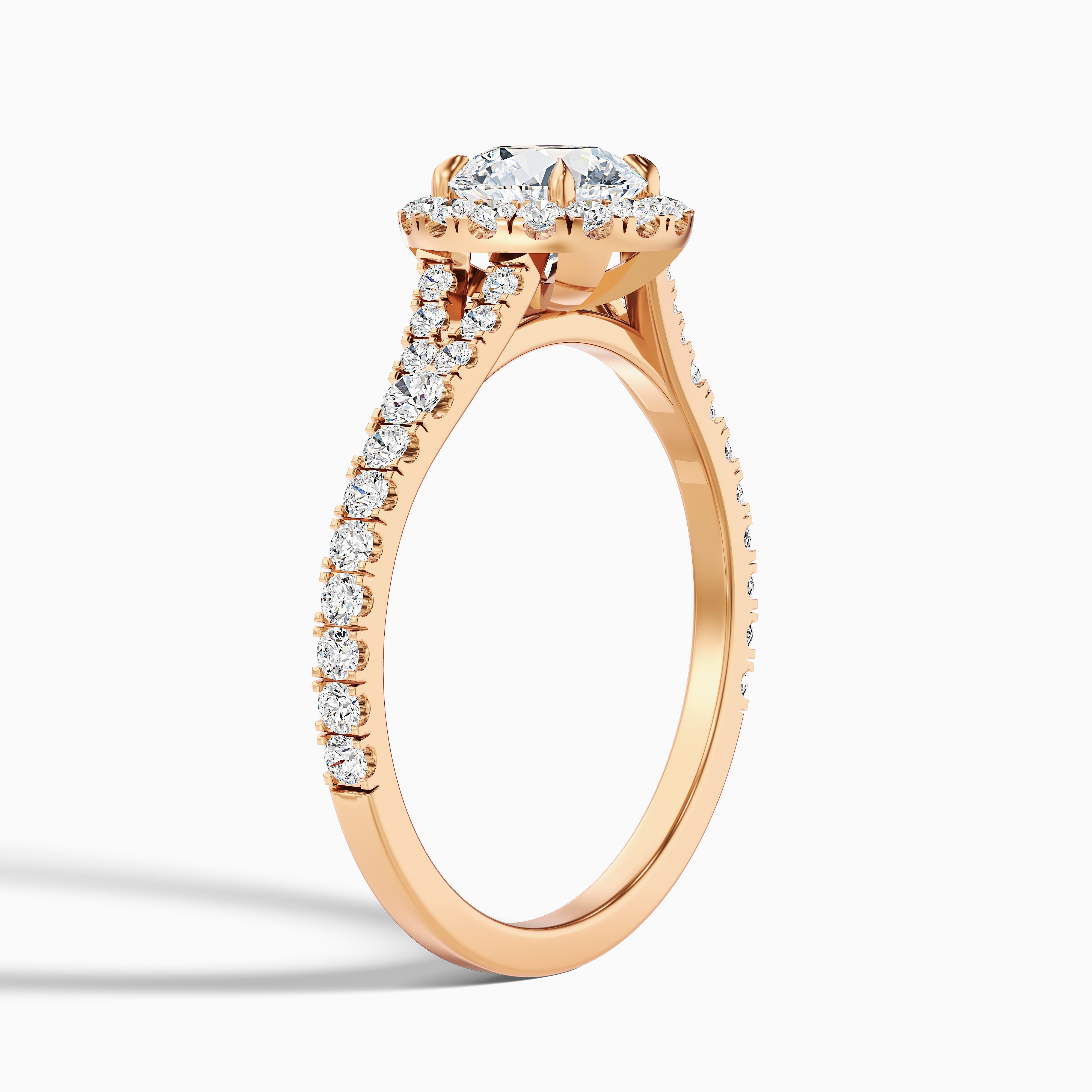 Erin 4.5 Carat Round Halo Pave Moissanite Engagement Ring in 10k Rose Gold