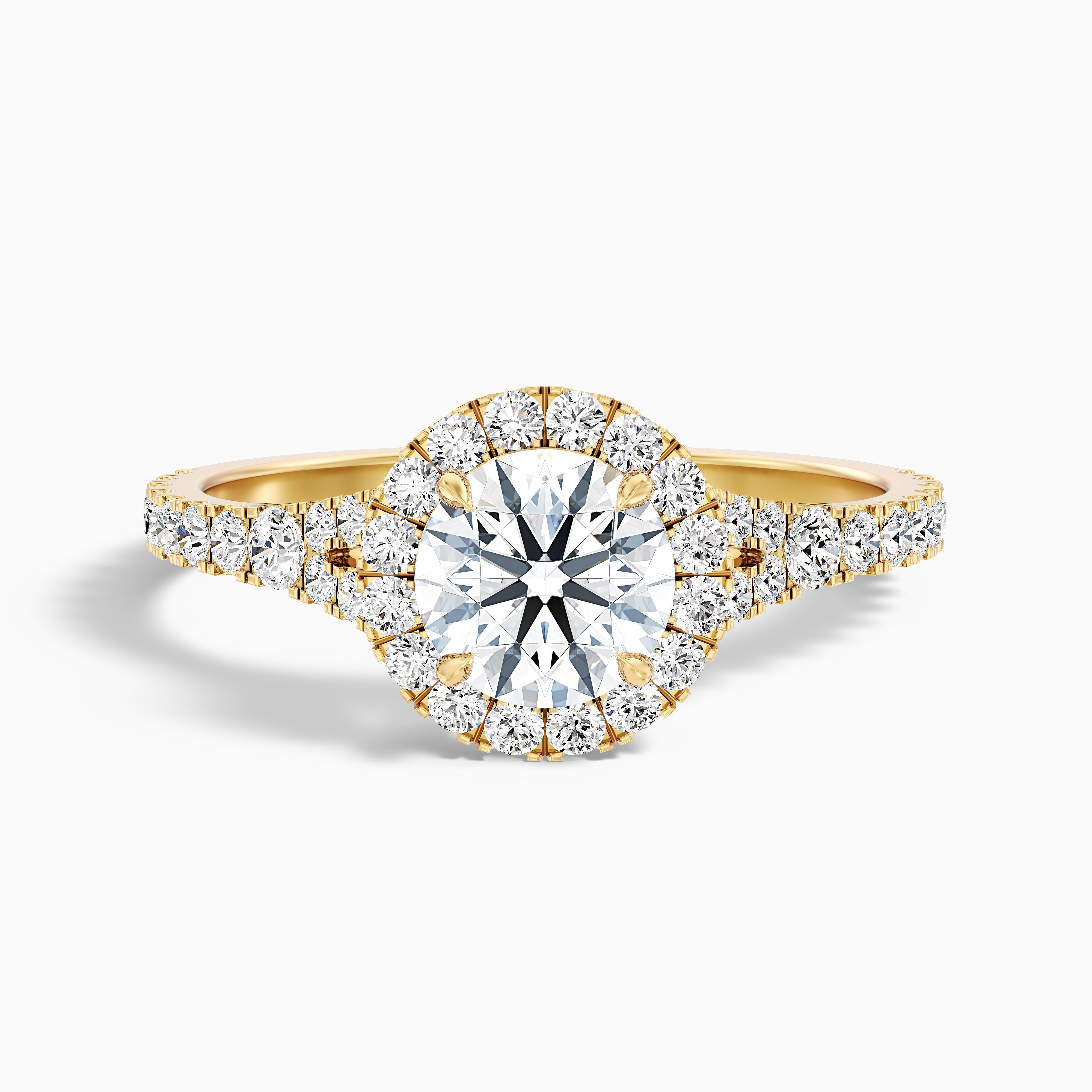 Emily 3.5 Carat Round Halo Pave Lab Grown Diamond Ring in 10k Rose Gold