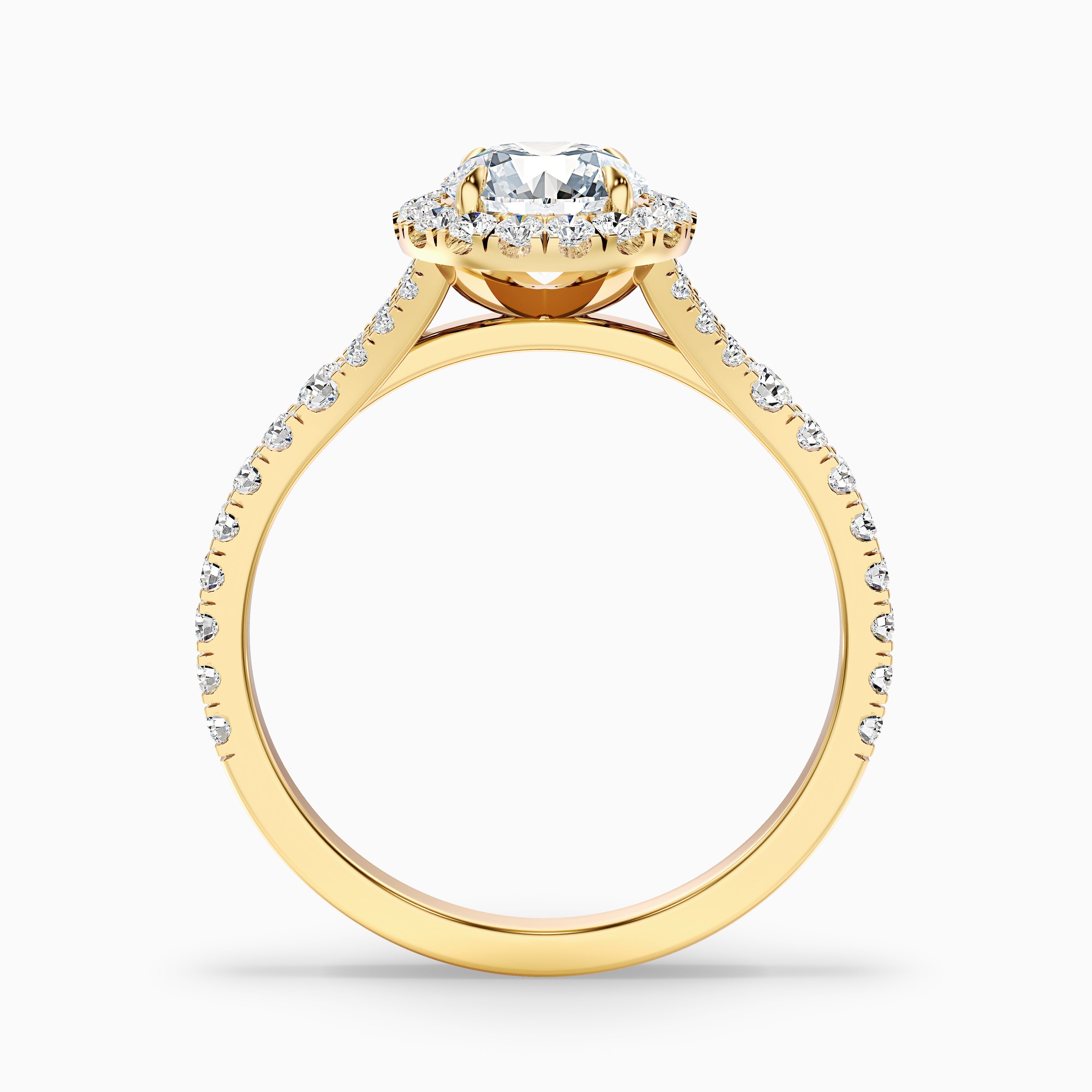 Erin 1 Carat Round Halo Pave Moissanite Engagement Ring in 10k Yellow Gold
