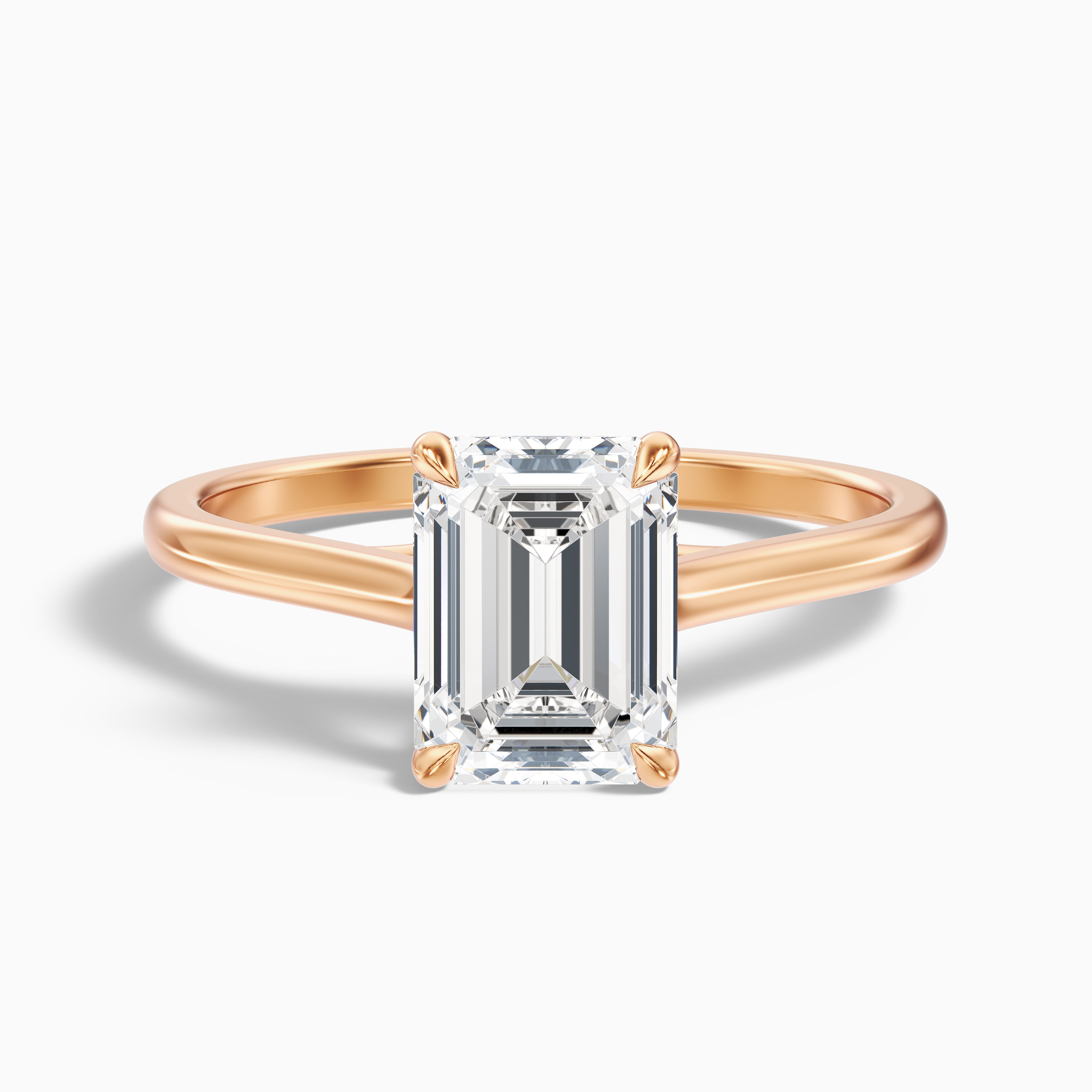 Hana 4 Carat Emerald Cut Solitaire Lab Grown Diamond Ring in 18k Rose Gold