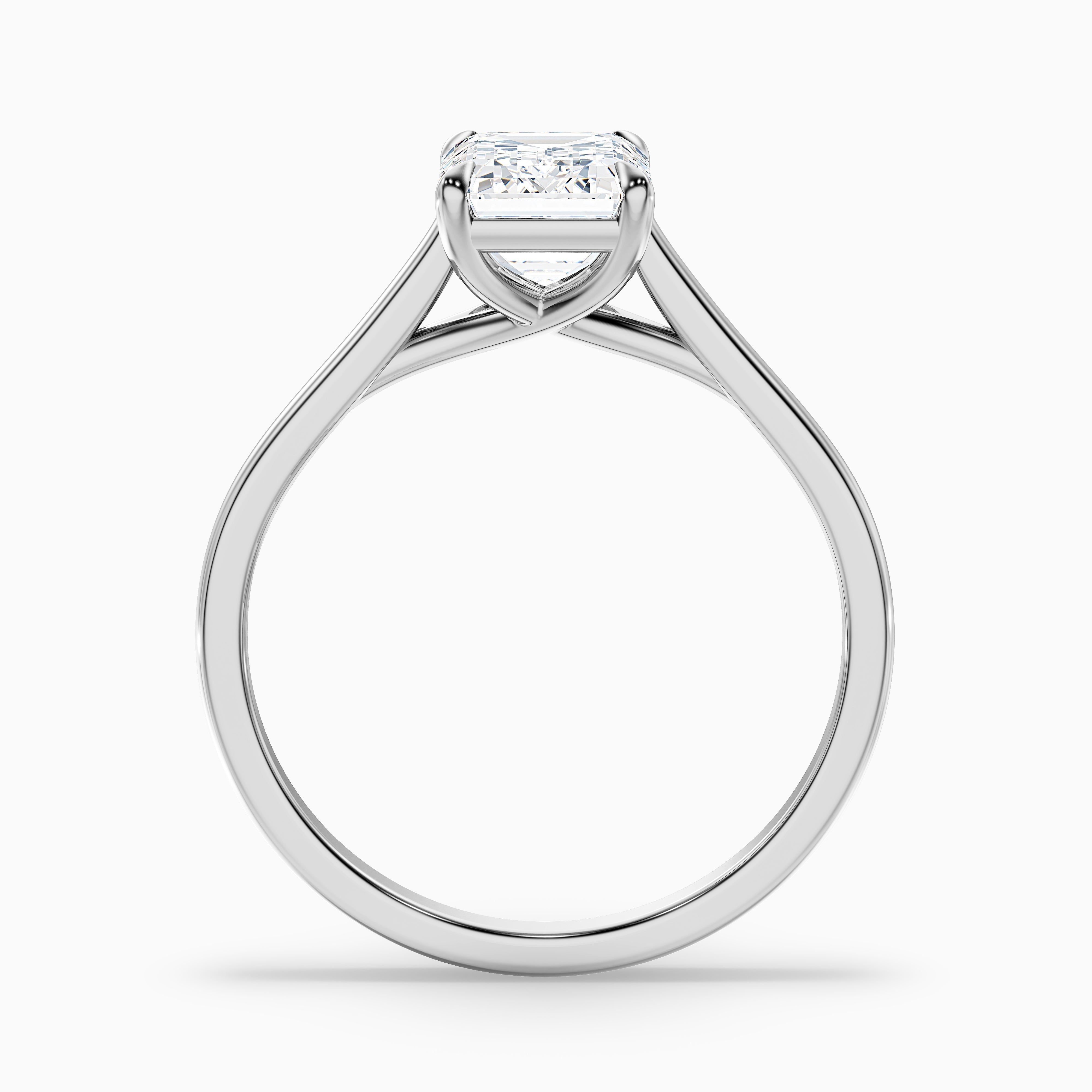 Ira 4 Carat Emerald Cut Solitaire Moissanite Engagement Ring in Platinum