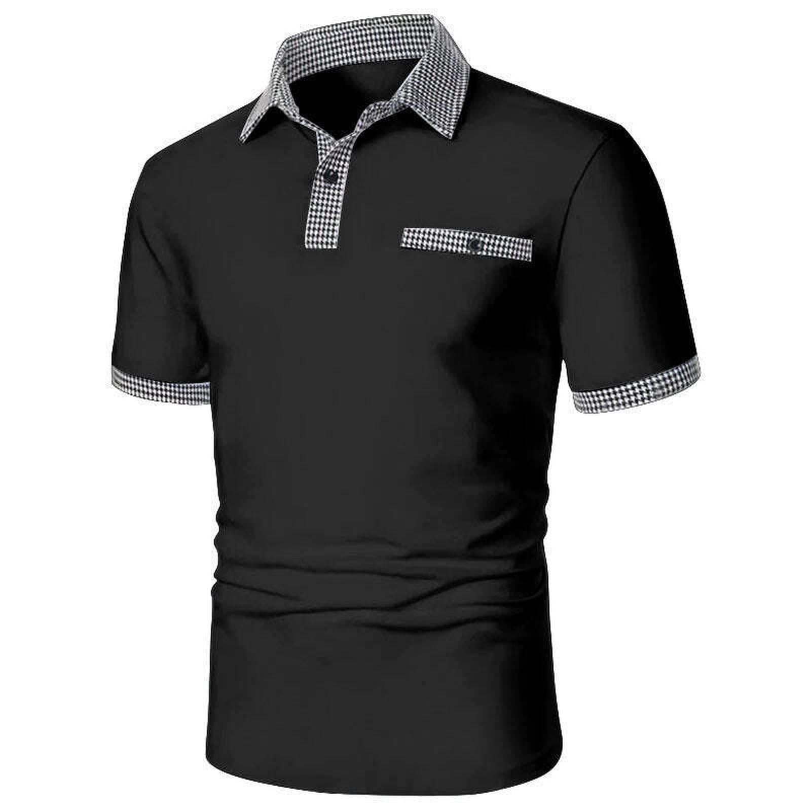 Polo shirt with houndstooth short sleeved collar and T-shirt top