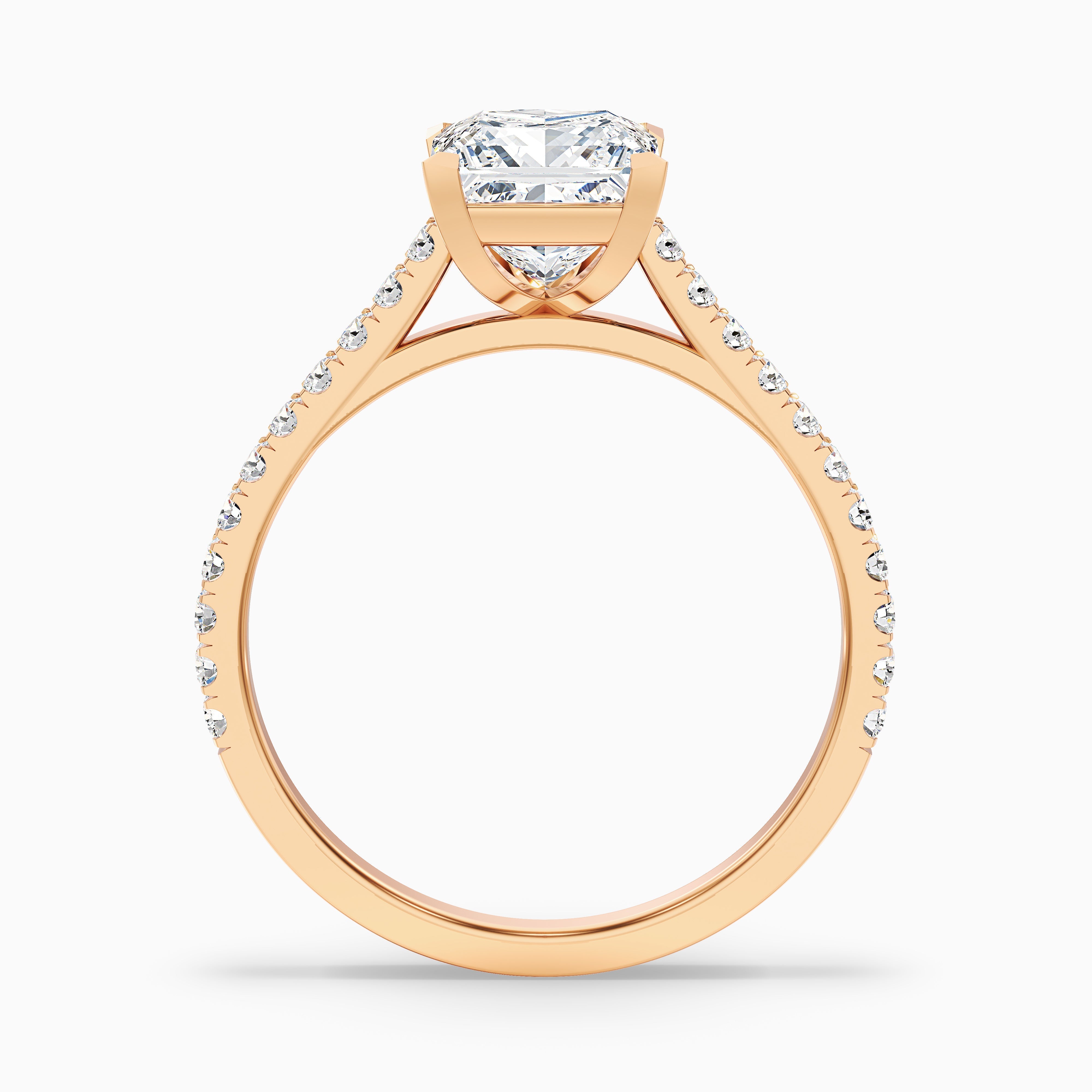 Helyn 1.5 Carat Princess Cut Side Stone Pave Moissanite Engagement Ring in Platinum