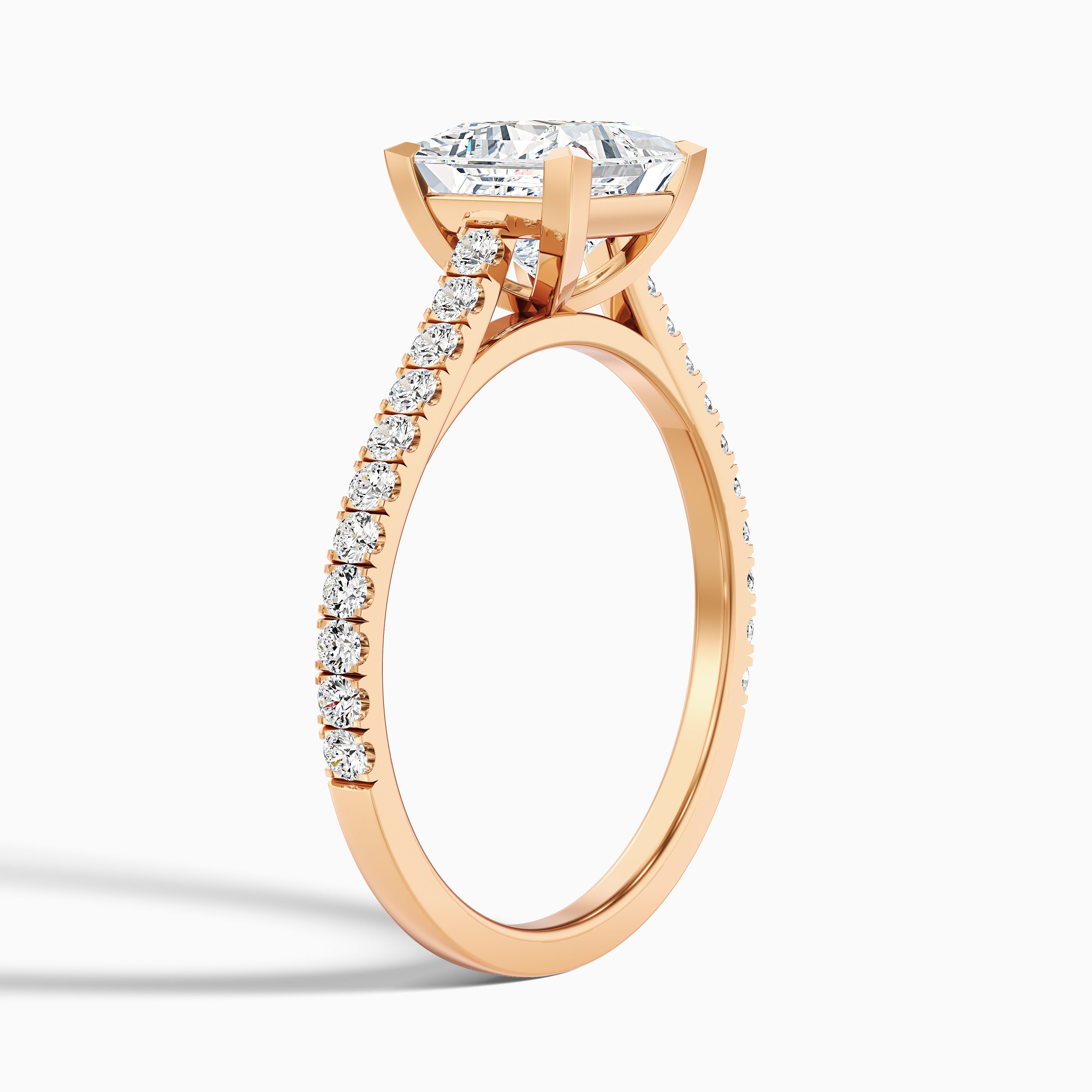 Iva 3.5 Carat Princess Cut Side Stone Pave Lab Grown Diamond Ring in Platinum